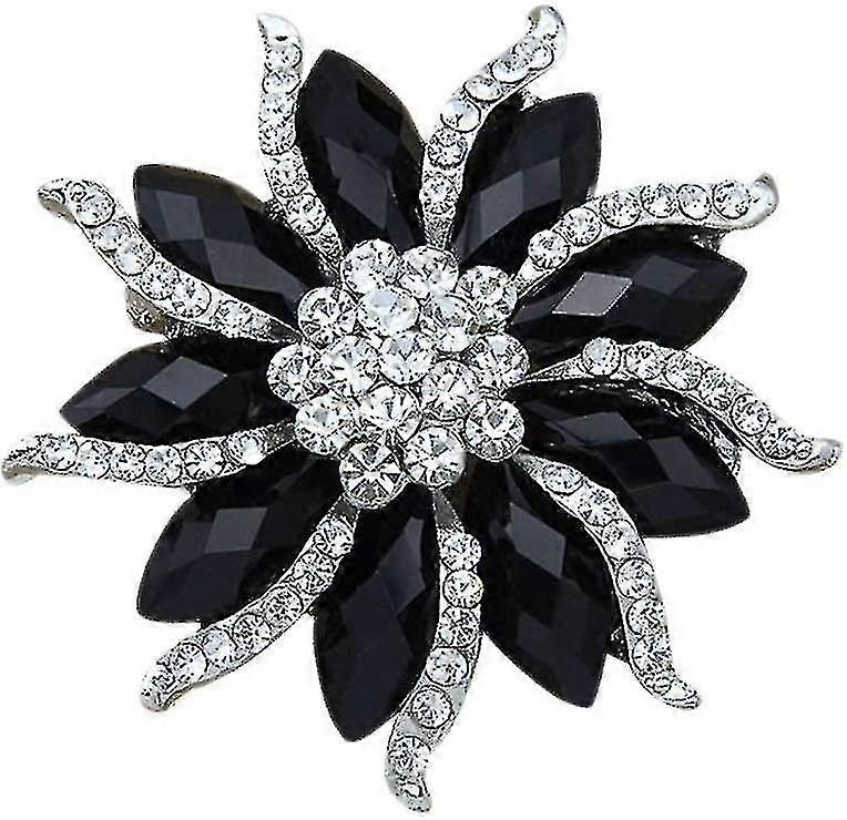 Women's Brooch, Black Crystal, Rhinestones, Pins, Practical