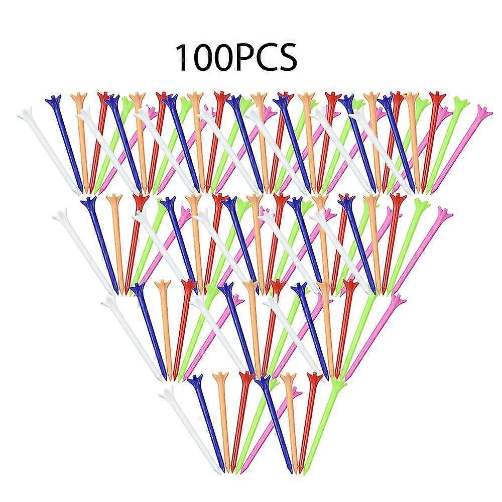 100 Pack Assorted Colors Professional Durable 2.75inch Plastic Golf Tees Bulk Practice Training Golf Tees Bulk