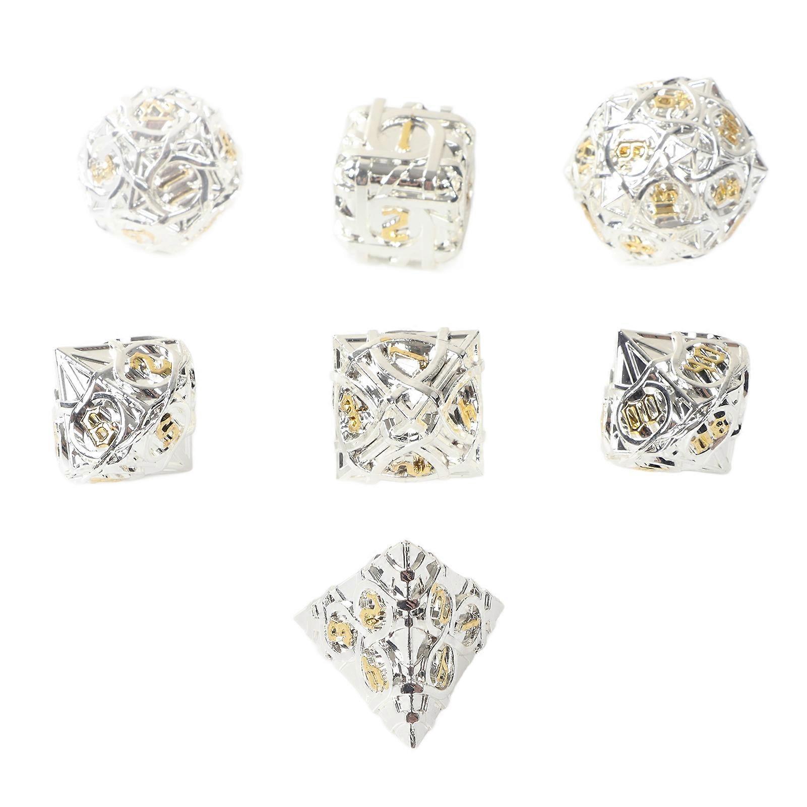 7pcs COC Metal Dice Set Zinc Alloy Balanced Rolling Exquisite Portable Polyhedral Dice for Kids Adults
