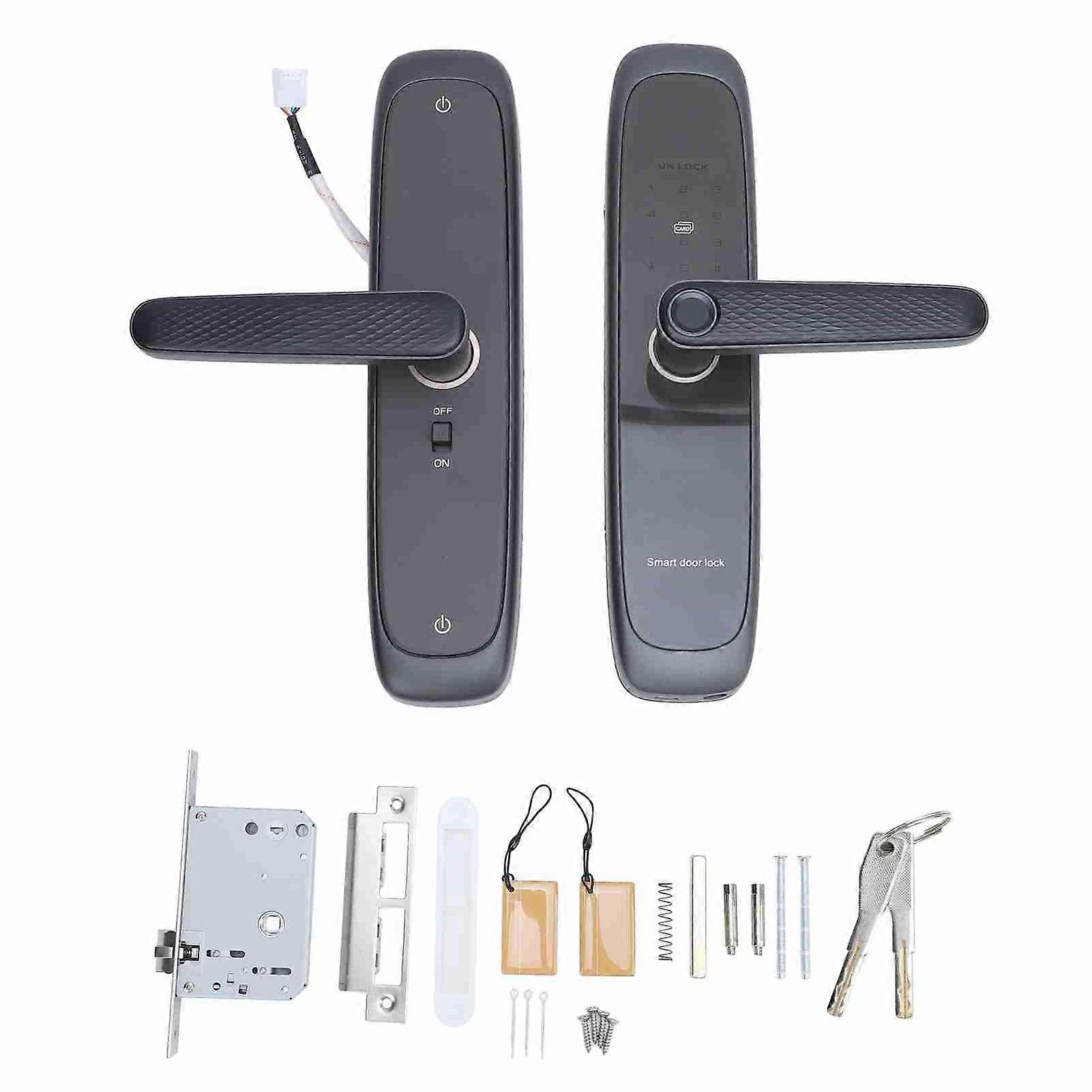 WiFi Smart Fingerprint Door Handle Lock - Keyless Entry with App Control and Multiple Access Methods