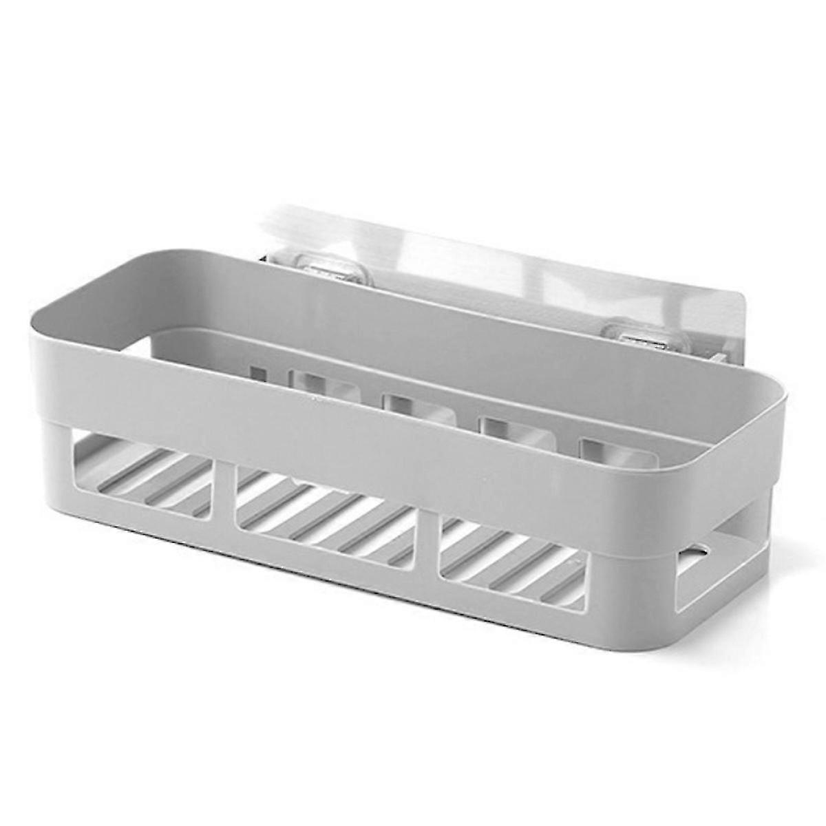 Wall Mounted Single Layer Bathroom Storage Rack Shelf Home Decoration (Gray)