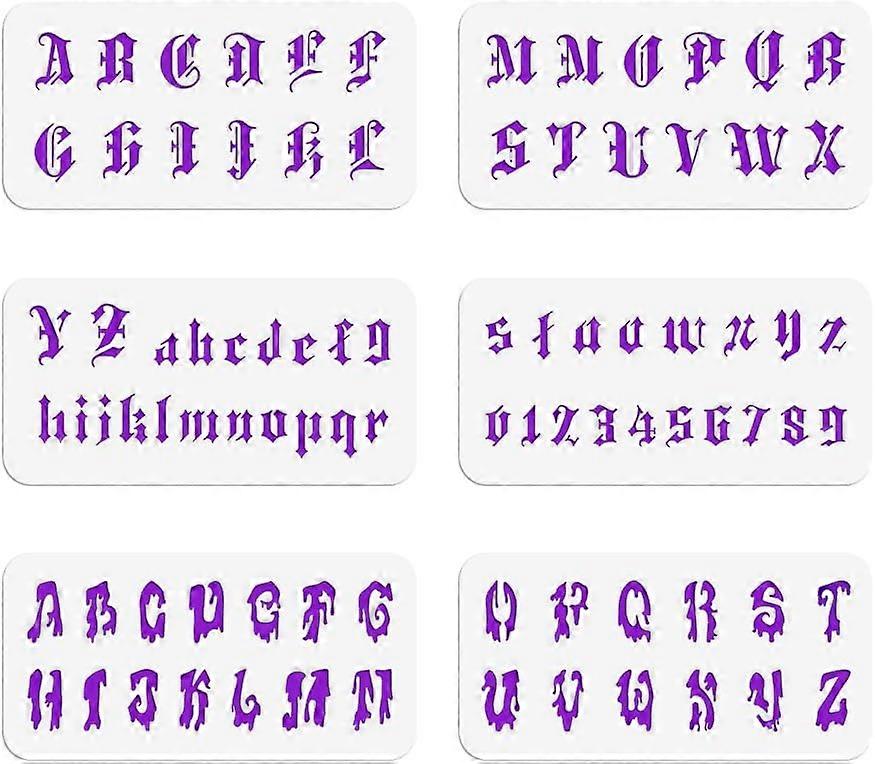6Pcs Halloween Fonts Painting Stencil 6x11.8 Inch Reusable DIY Art and Craft Stencils Hollow Out Drawing Painting Template for Painting on Wood Fabric