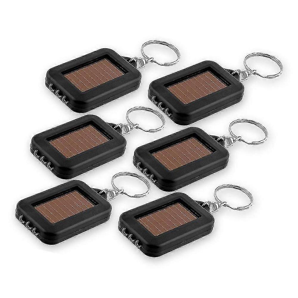 6pcs Led Keychain Flashlight ,mini Solar Powered Keychain Light Key Ring (black) , 6 Pack