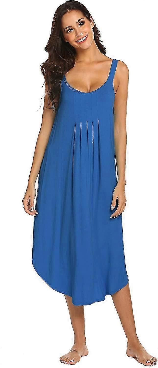 Women's Sleeveless Long Nightgown Summer Full Slip Sleep Dress Soft Nightshirt  S-3XL