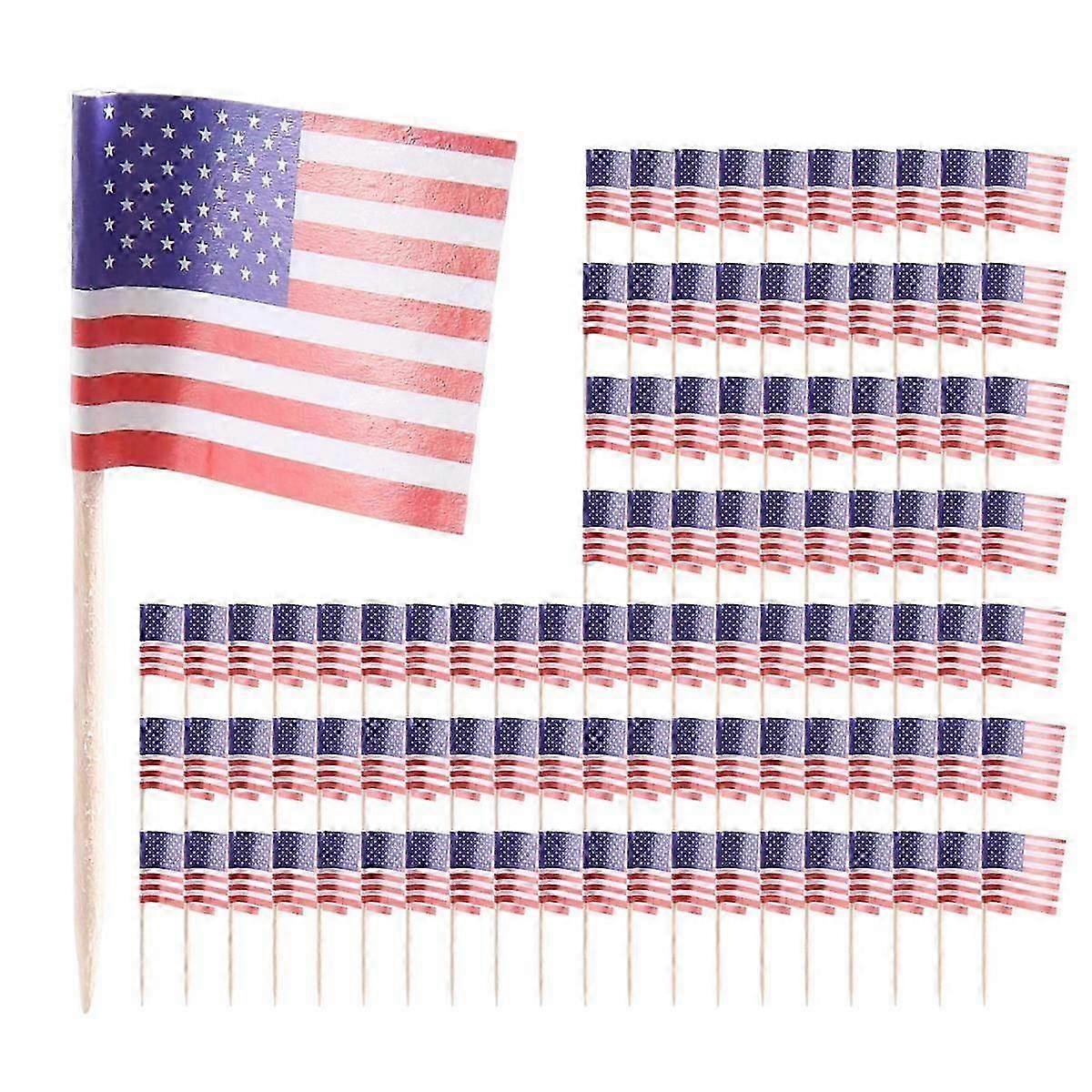 100 American Flag Toothpicks Cupcake Decoration Sandwich
