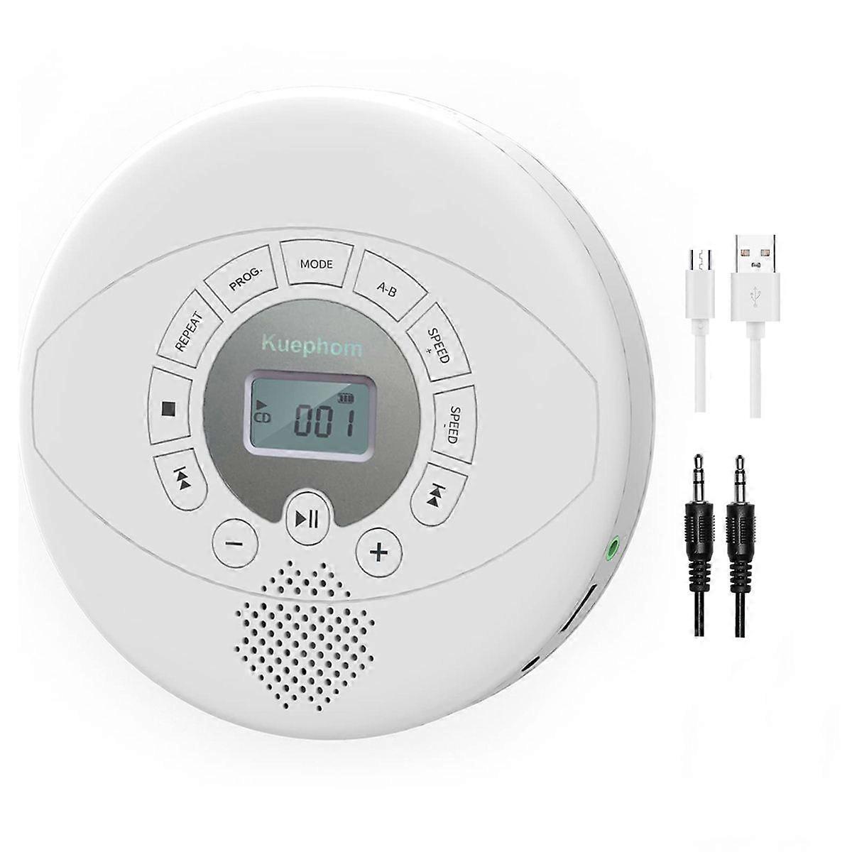 Cross-border cd player portable cd walkman english repeater mp3 music album cd player amazon - white (with bluetooth function)