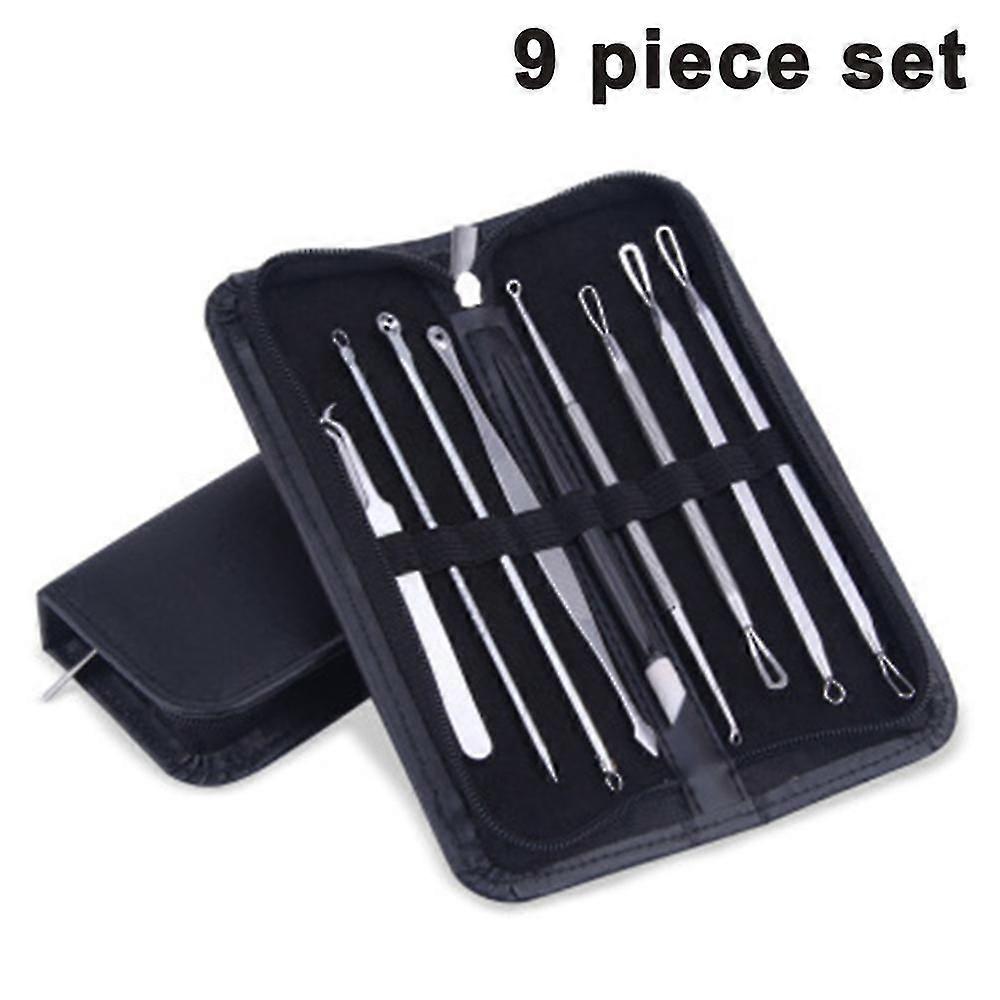 Blahead Remover Pimple Extractor Tool, 9 Pieces, Stainless Steel Tweezers, Pluing, Acne Blahead Remover, Extractor, Pimple Popper Kit For F I,8959