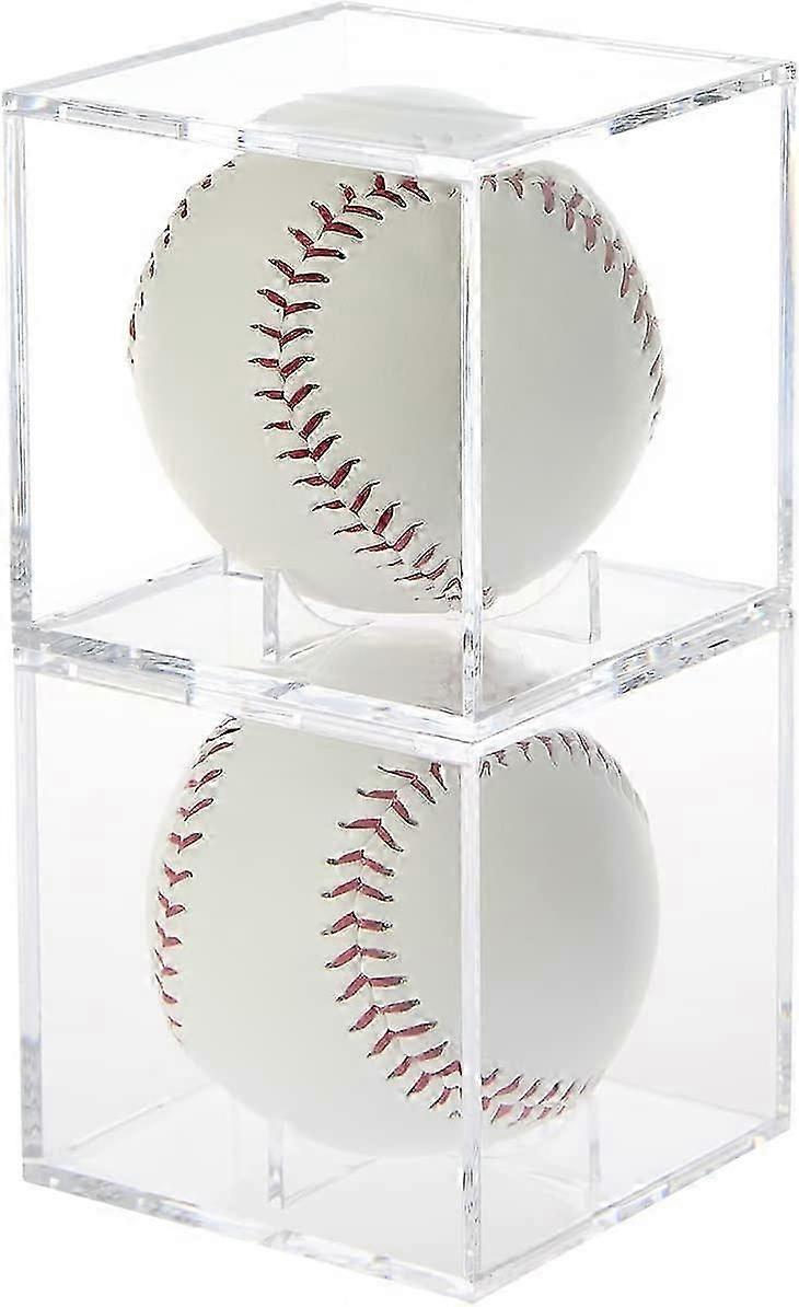 Stackable Baseball Display Case, Acrylic Cube Memorabilia Display Storage Box, UV Protected Baseball Holder for Ball Display - Fits Official Size Ball