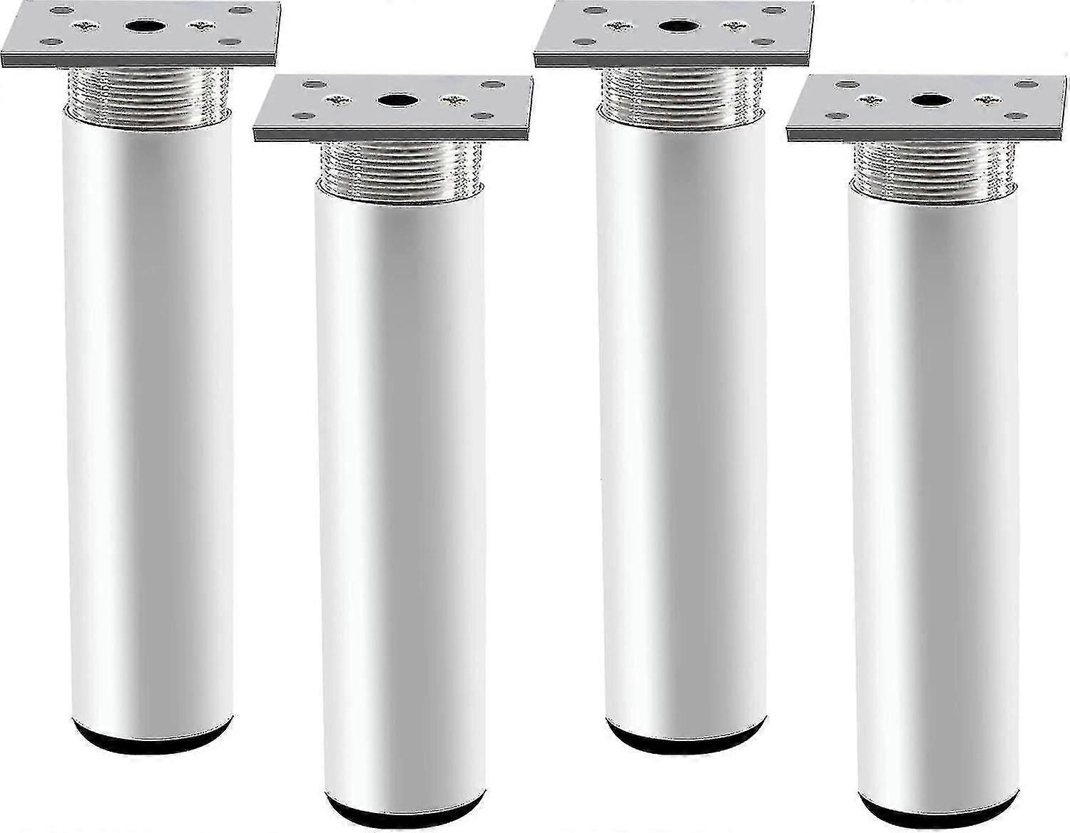 4pcs Pieds de meubles réglables, pieds de table en métal 200 mm Matt Sliver Alliage d’aluminium Canapé rond Pieds Remplacement
