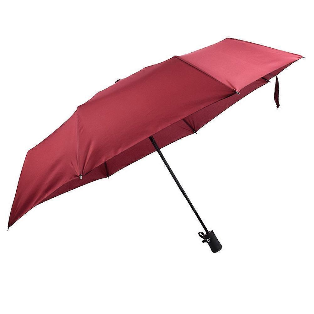 Portable Wind Resistant Waterproof Automatic Three Folding Rain Sun Umbrella (Red)