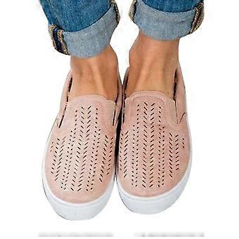 Fashion Women Girl Student  Hollow Out Round Toe Canvas Breathable Shoes (Pink 40)
