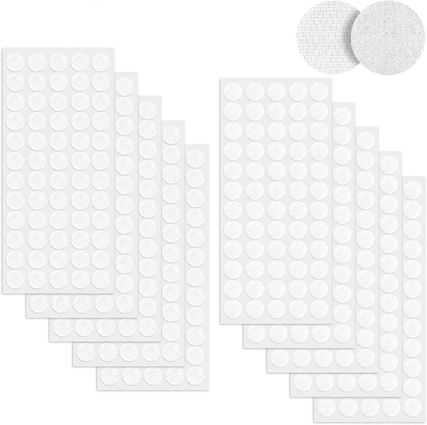 600 Pcs Round Hook and Loop Sticker, 300 Pairs 20mm Round Hook and Loop Sticker, White Double Sided Round Adhesive Dot Sticky Pad, for DIY, Crafts etc