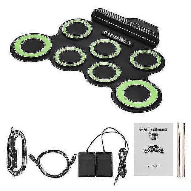 Naiwang Electronic Drum Digital Usb 7 Pads Roll Up Drum Set Silicone Electric Drum Pad Kit With Drumstick Foot Pedal Percussion