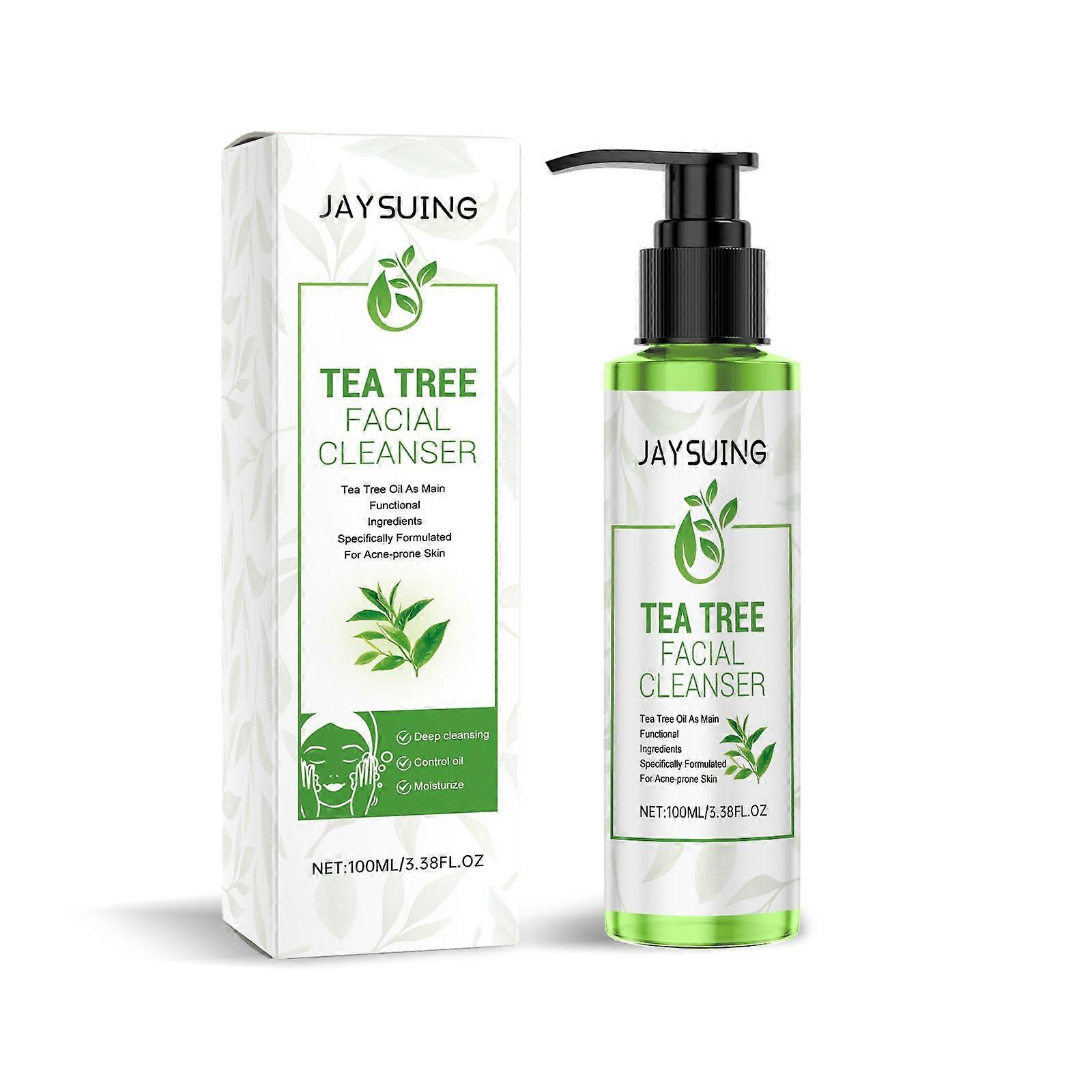 Gel nettoyant à l'arbre à thé Jaysuing, huile d'arbre à thé, nettoyant rafraîchissant pour le visage, crème nettoyante douce et hydratante