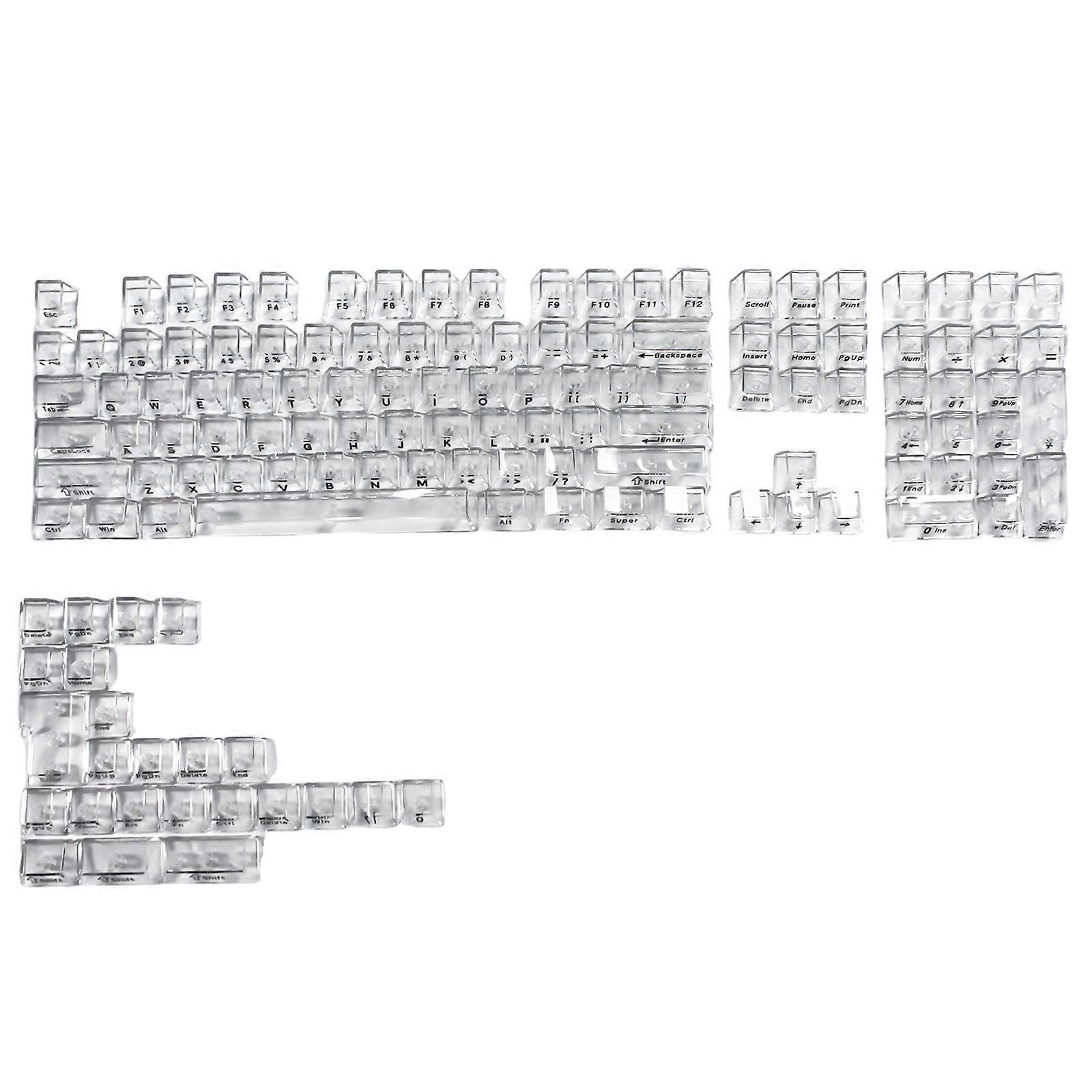 Clear Translucent Keycaps Set Original Height Side/Top Print for Gaming Mechanical Keyboards 132Keys Keycaps
