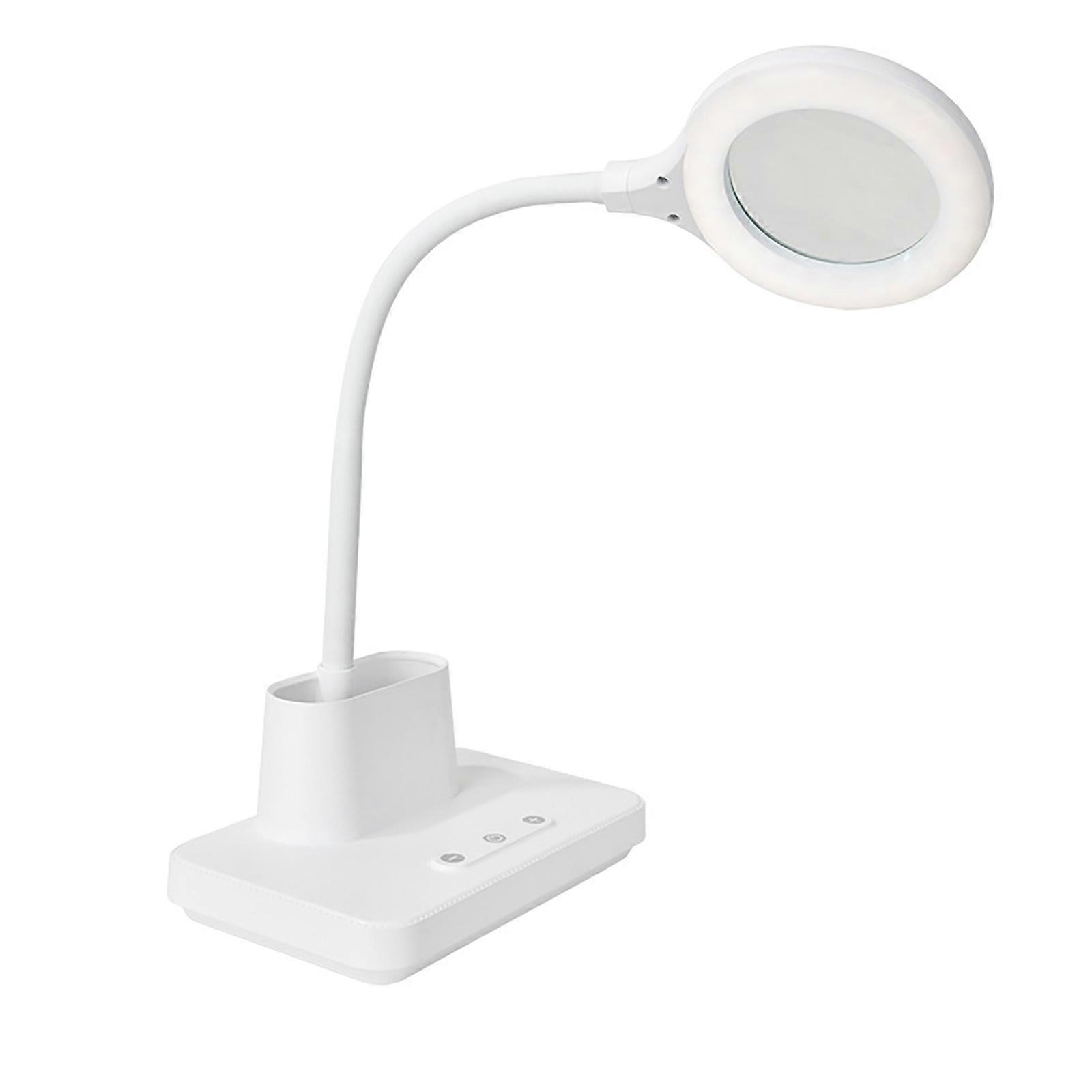 5 Times Zoom Magnification Lamp With Three Color Lighting And Dimmable LED Suitable For Detailed Work Crafts and Reading White