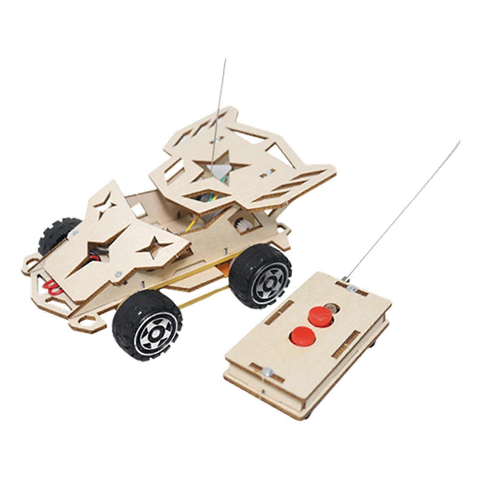 Wooden RC Car Toy Science Kits Remote Control Car DIY Learning Toy for Kids