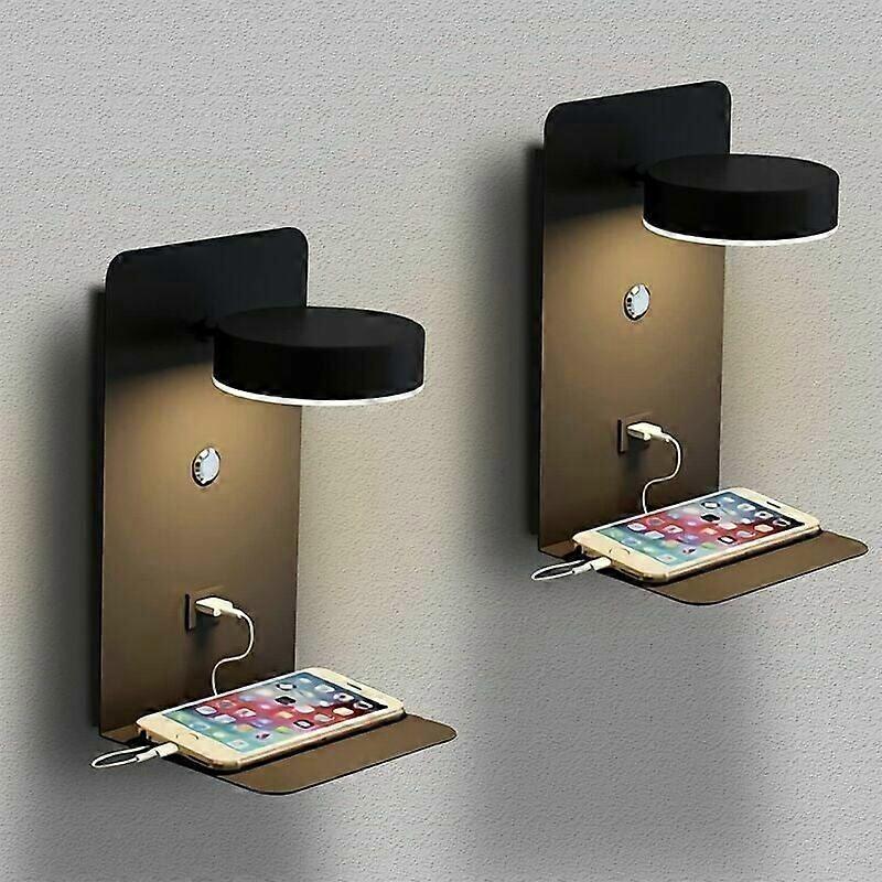 Wall Mounted Reading Light, 330 Degree Rotation Minimalist Design Metal Material, Adjustable Lighting Source Indoor Use Only For Bedroom (2 Pcs)