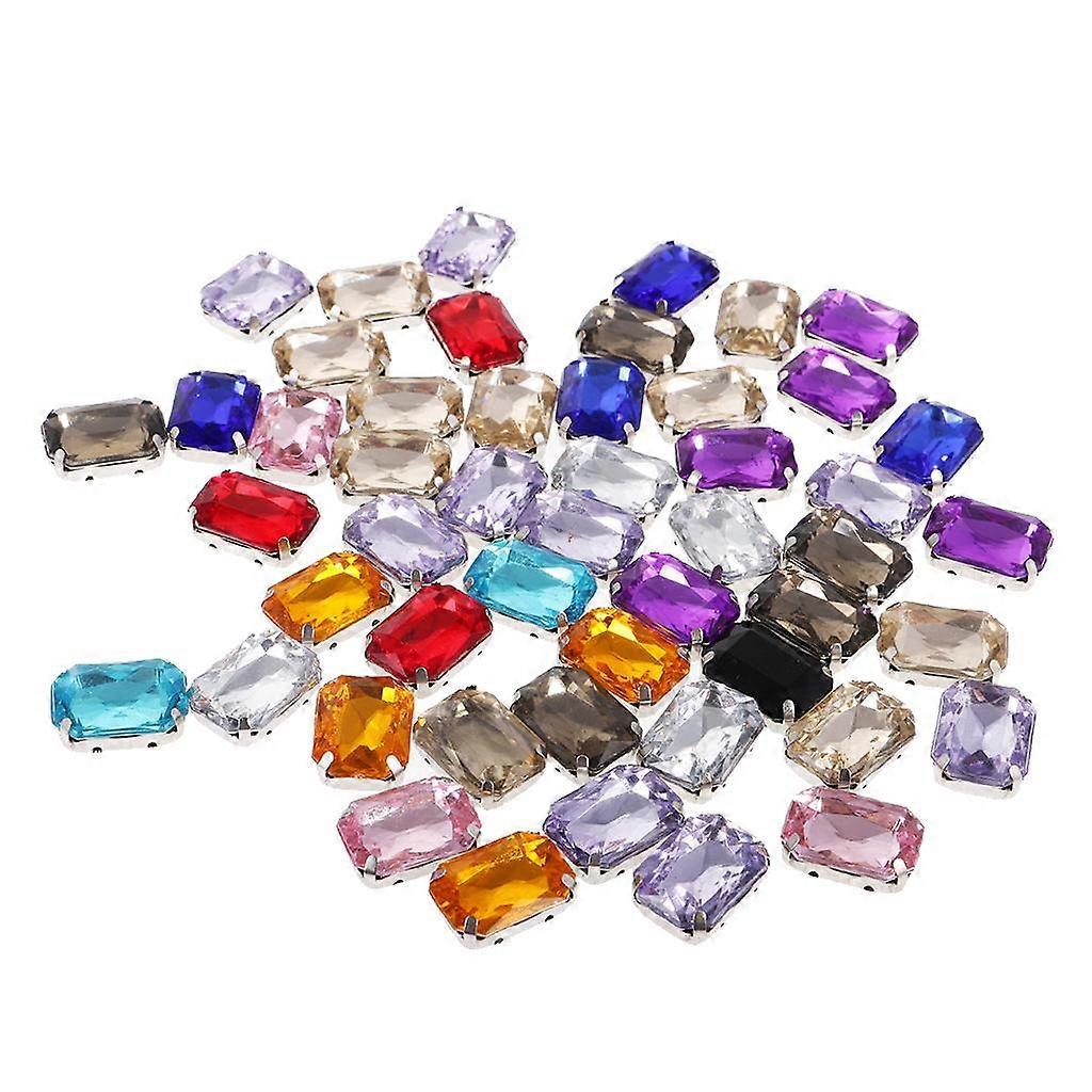 50pcs 13 * 18mm Rectangle Acrylic Rhinestone Multi-color