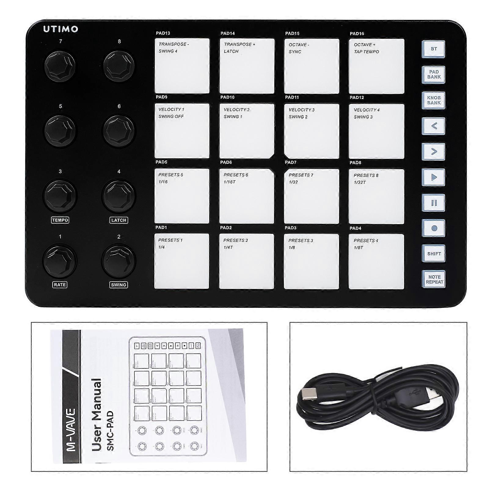 Controller MIDI Strike Pad Retroilluminazione RGB Tastiera MIDI Connessione BT Bassa latenza Uscita da 3,5 mm