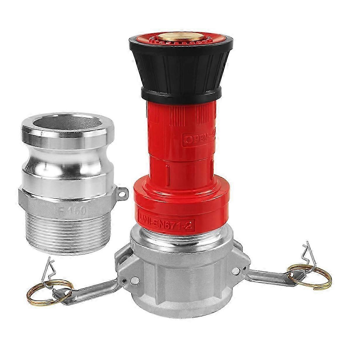 Fire Hose Nozzle,1-1/2Inch NPSH Industrial Fire Hose Constant Flow Fog Nozzle with 2pcs 1.5inch Camlock Fitting Coupling