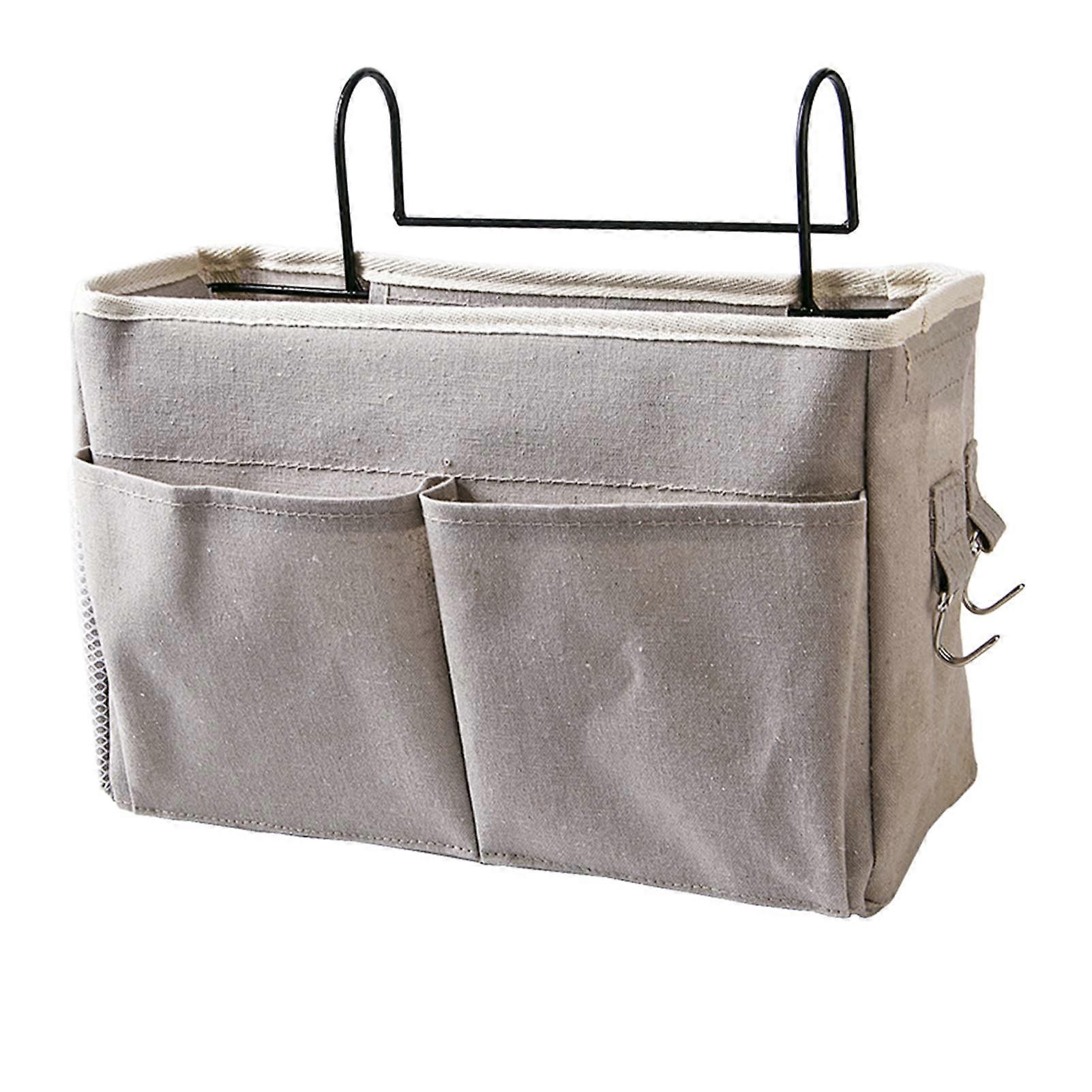 Hanging Storage Bag for Bedside, Oxford Fabric, Multifunctional Organizer Pocket, Grey Color, Ideal for Small Spaces