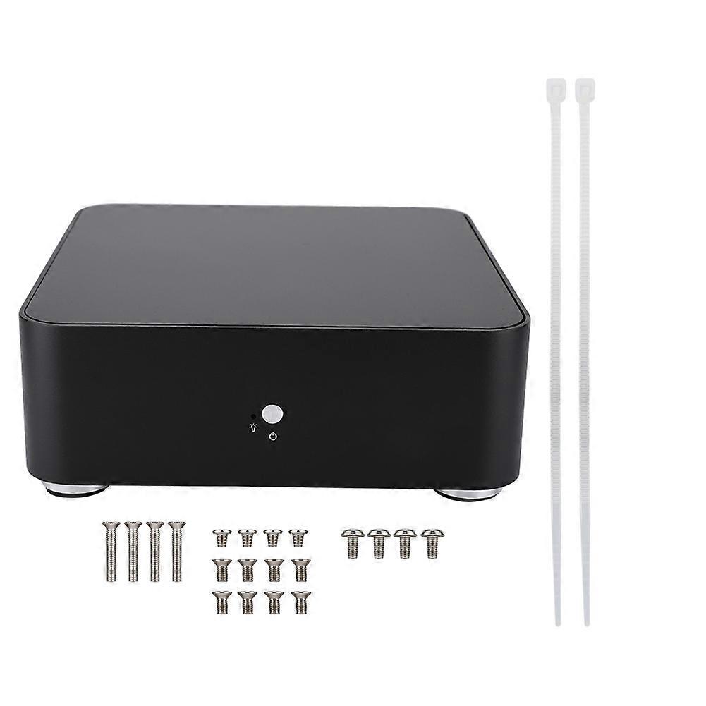 Mini ITX Computer Case Aluminum Alloy HTPC Case Mini PC Computer Case(L65 Black USB2.0)