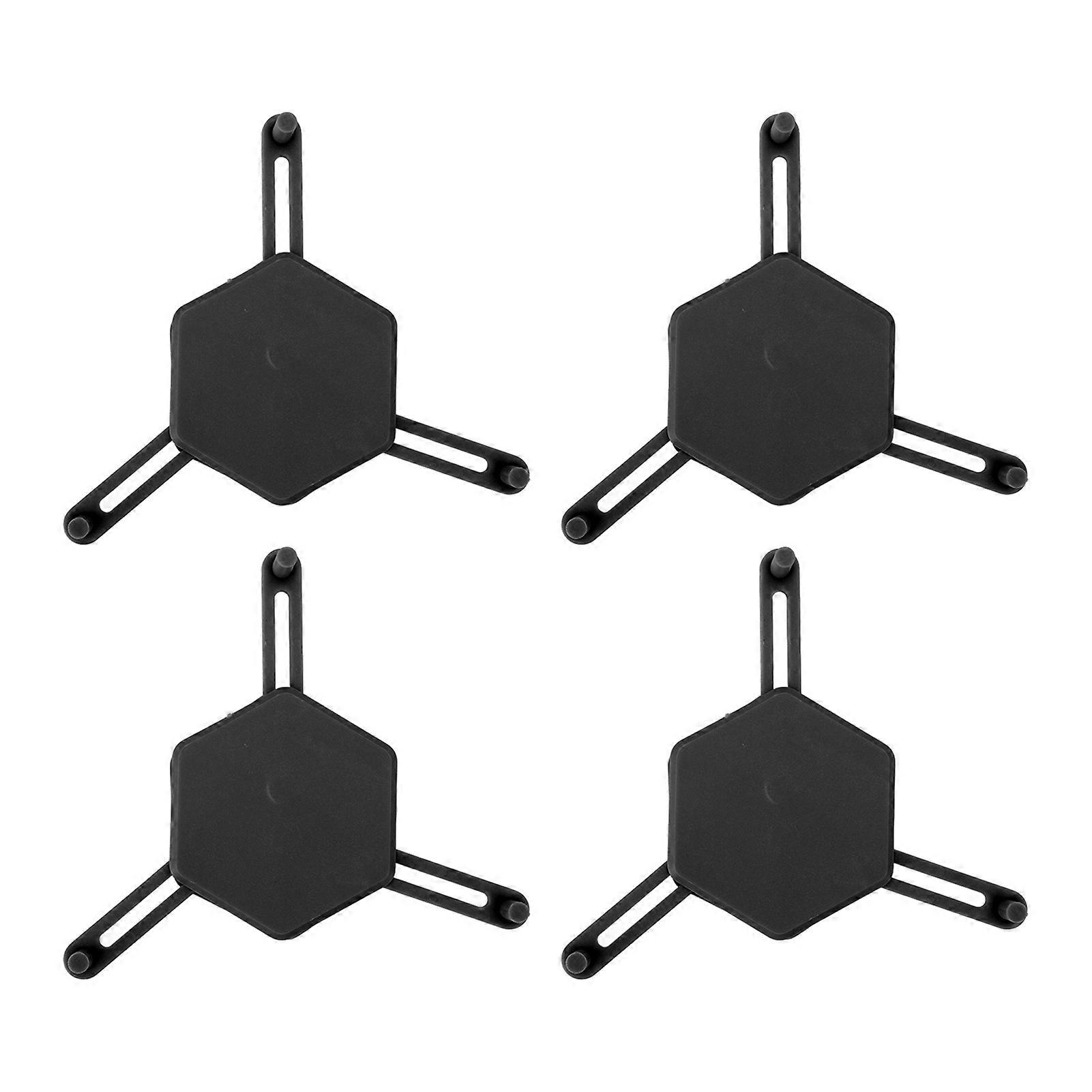 4Pcs Hexagonal Hexagonal Coasterswith Holder Stylish Adjustable Multipurpose Hexagonal Coasters for Drinks and Small Objects Black