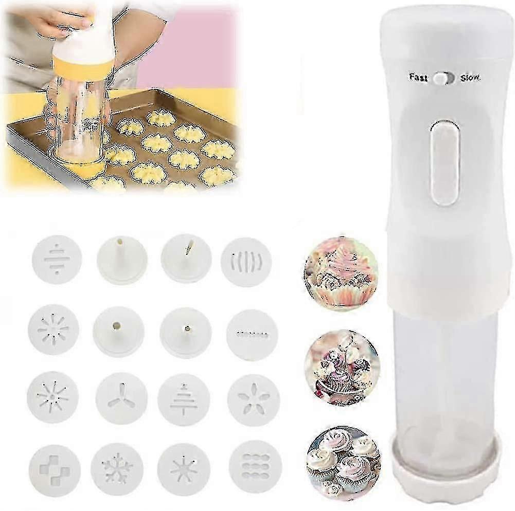 Electric Cookie Press Gun,cookie Making Kit, Electric Cookie Decorating Tool 12 Discs And 4 Icing Ti