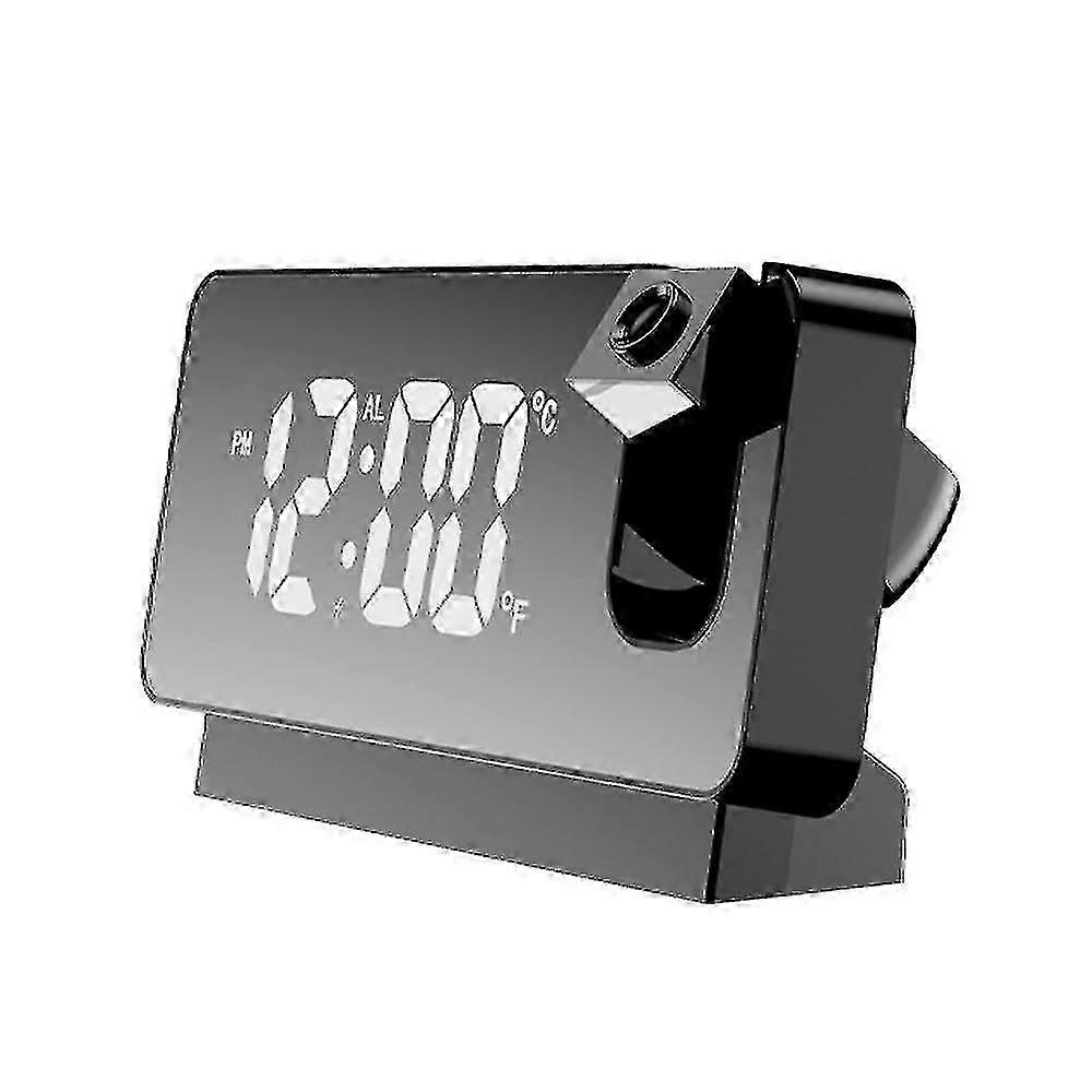 منبه الإسقاط لغرفة النوم ، جهاز عرض رقمي منبه راديو باهتة ومنافذ شحن USB ، 180 جهاز عرض قابل للدوران ، إنذار مزدوج ، غفوة ، واضح LED Di-G