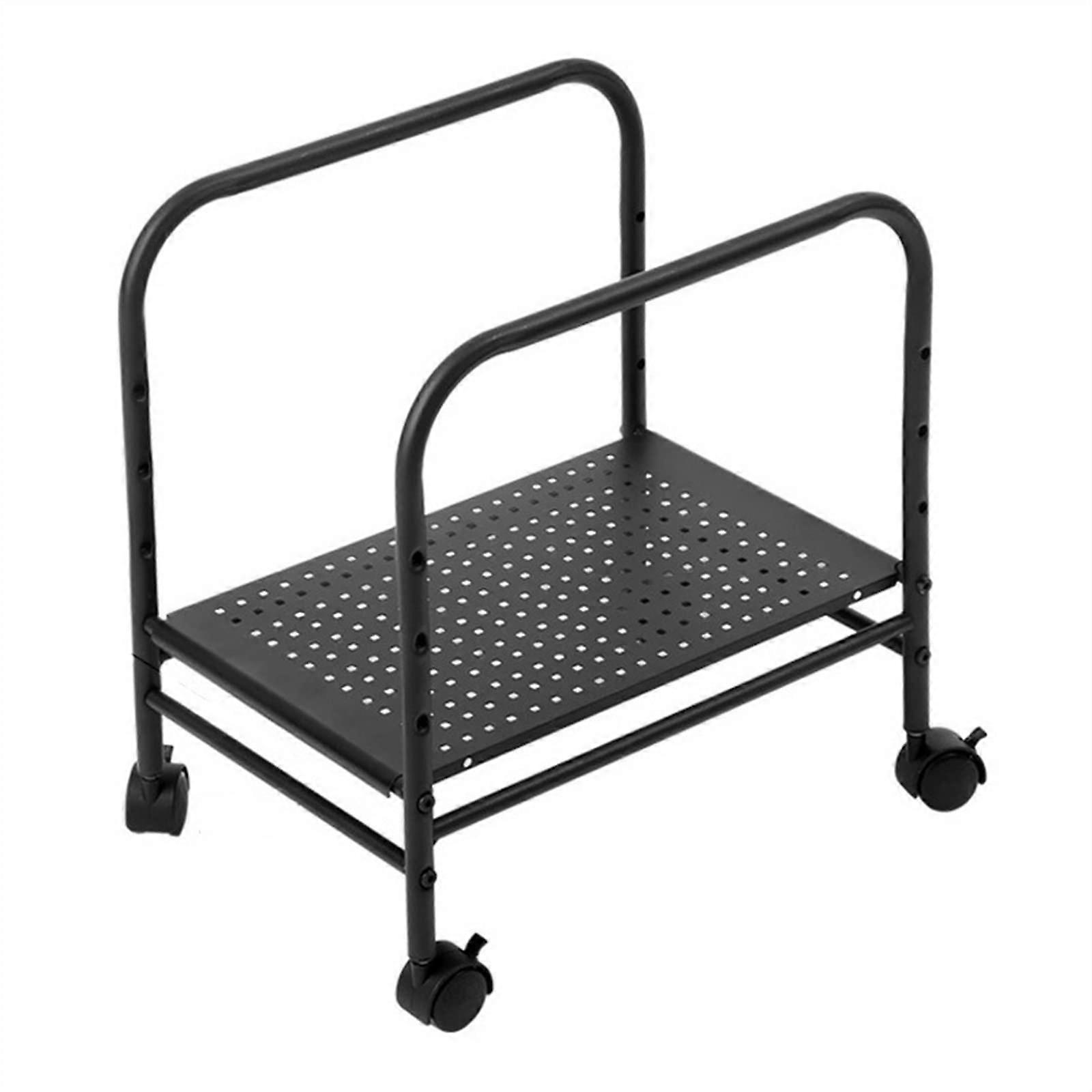 Computer Tower Stand - Adjustable Rolling CPU Holder with 360° Locking Casters, Mobile Desktop PC Case Floor Stand in Black