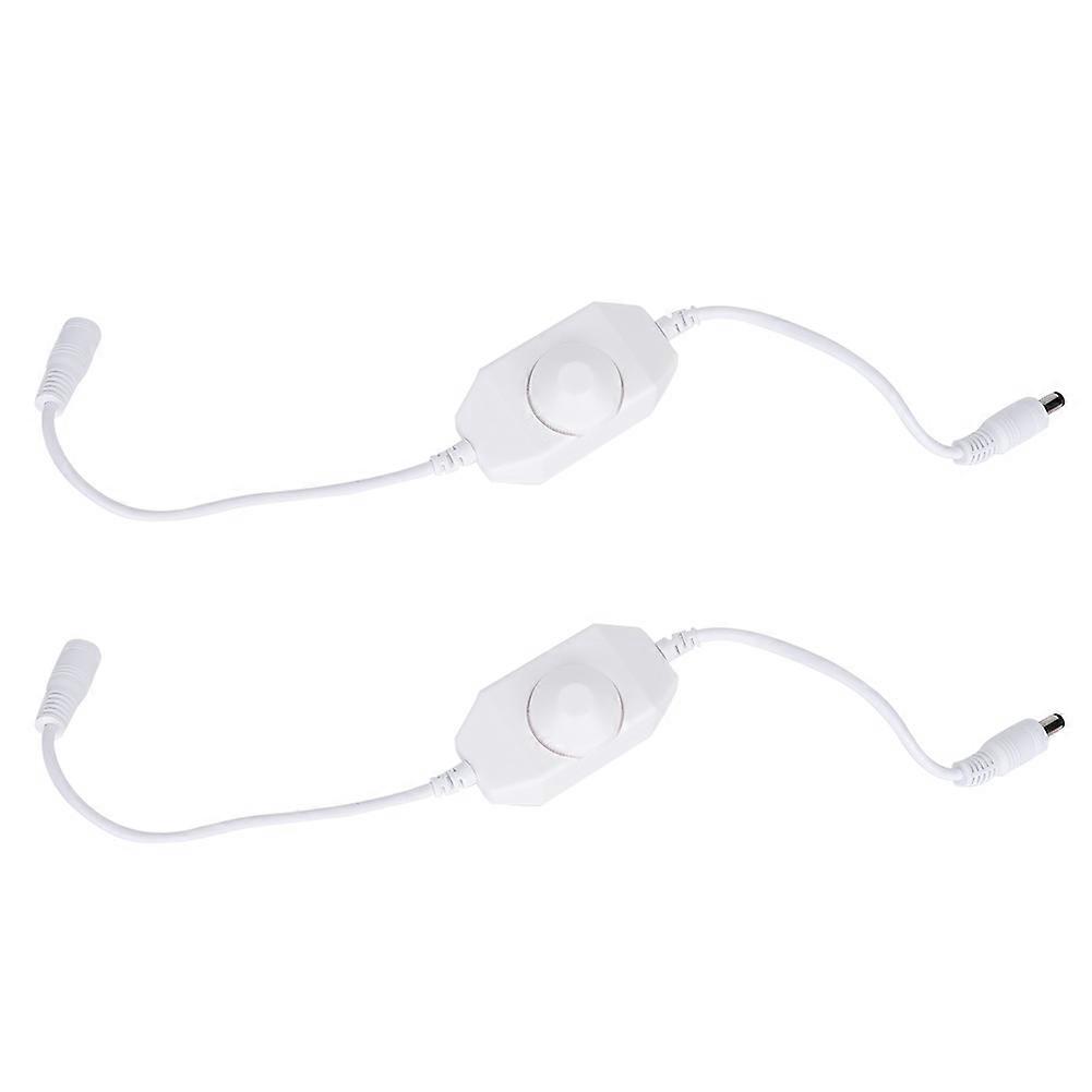 2Pcs Stepless Dimming Single Color LED Knob Dimmer Controller with Male Female Head Connector