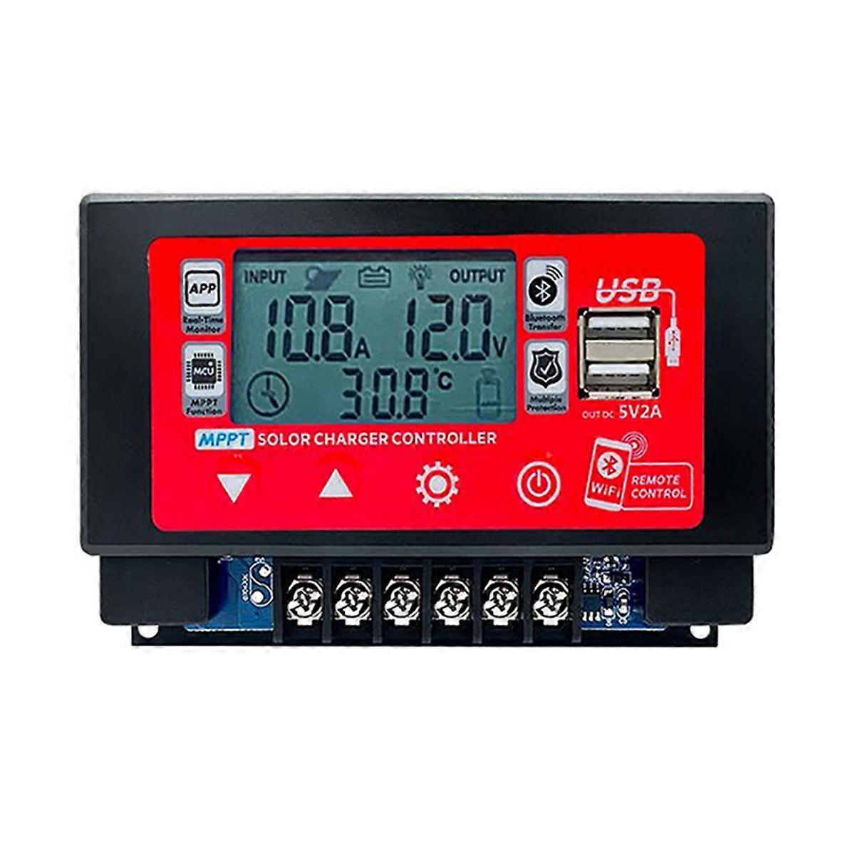 WIFI Bluetooth Solar Charge Controller 60A MPPT Controller with LCD Display Dual USB Support 12V/24