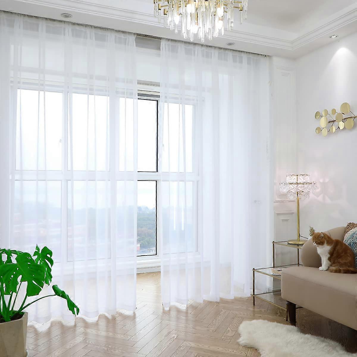 Window Transparent white curta 68 inch length 52 inch width 2 panel 15 color 16 size