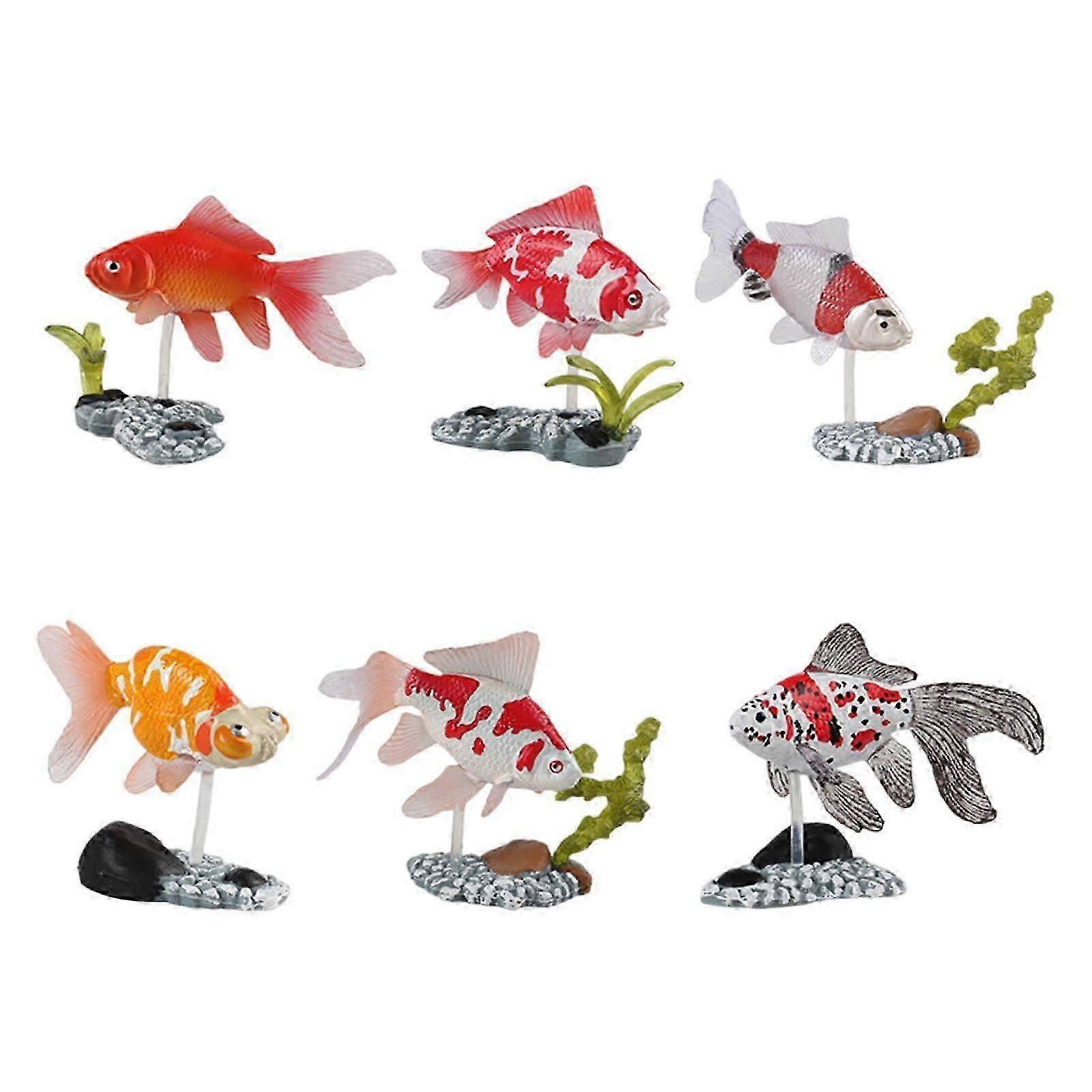 6x Miniature Fish Figurines Multi Colors Collection Artificial Fish Ornament Style A