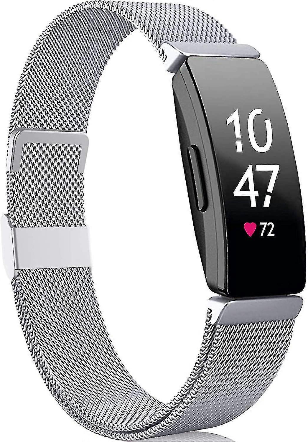 متوافق مع Fitbit Inspire Strap / Fitbit Inspire Hr Strap / Fitbit Inspire 2 Strap ، سوار معصم بديل شبكي معدني من الفولاذ المقاوم للصدأ Compa PFU