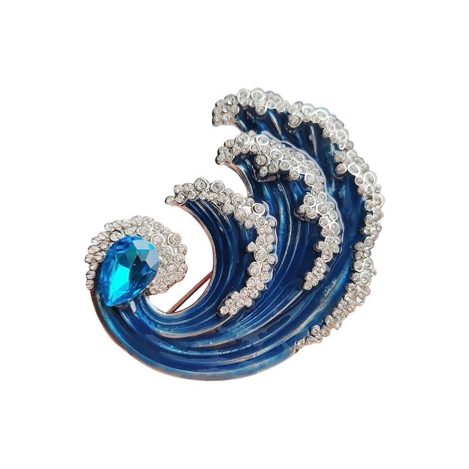 Wave Brooch Blue Waves Style Scarf Corsets Crush Rhinestones P