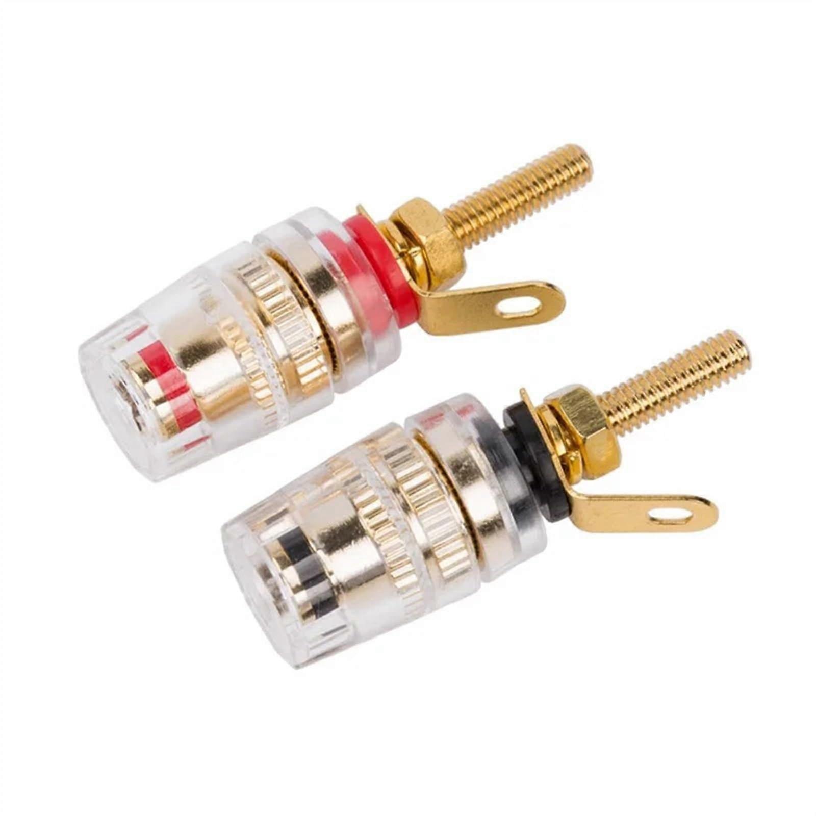 10PCS Brass Crystal Binding Post for Thread Audio Speaker Amplifier 4mm Banana Terminals Connector(5 Red 5 Black Long)