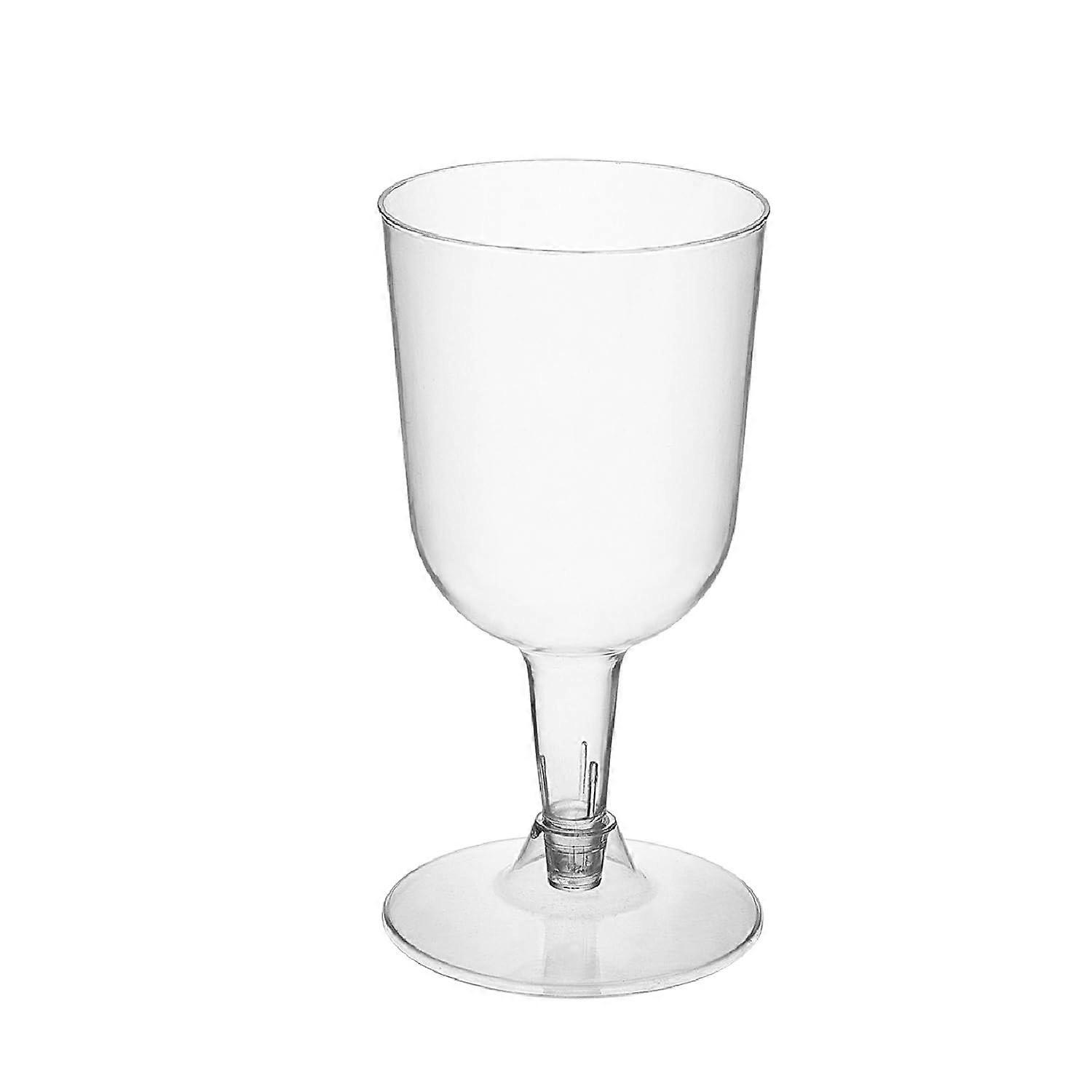 Disposable Hard Plastic Two-Piece Wine Glass Set of 20, 7 Ounces, Durable Open End Design for Parties and Events