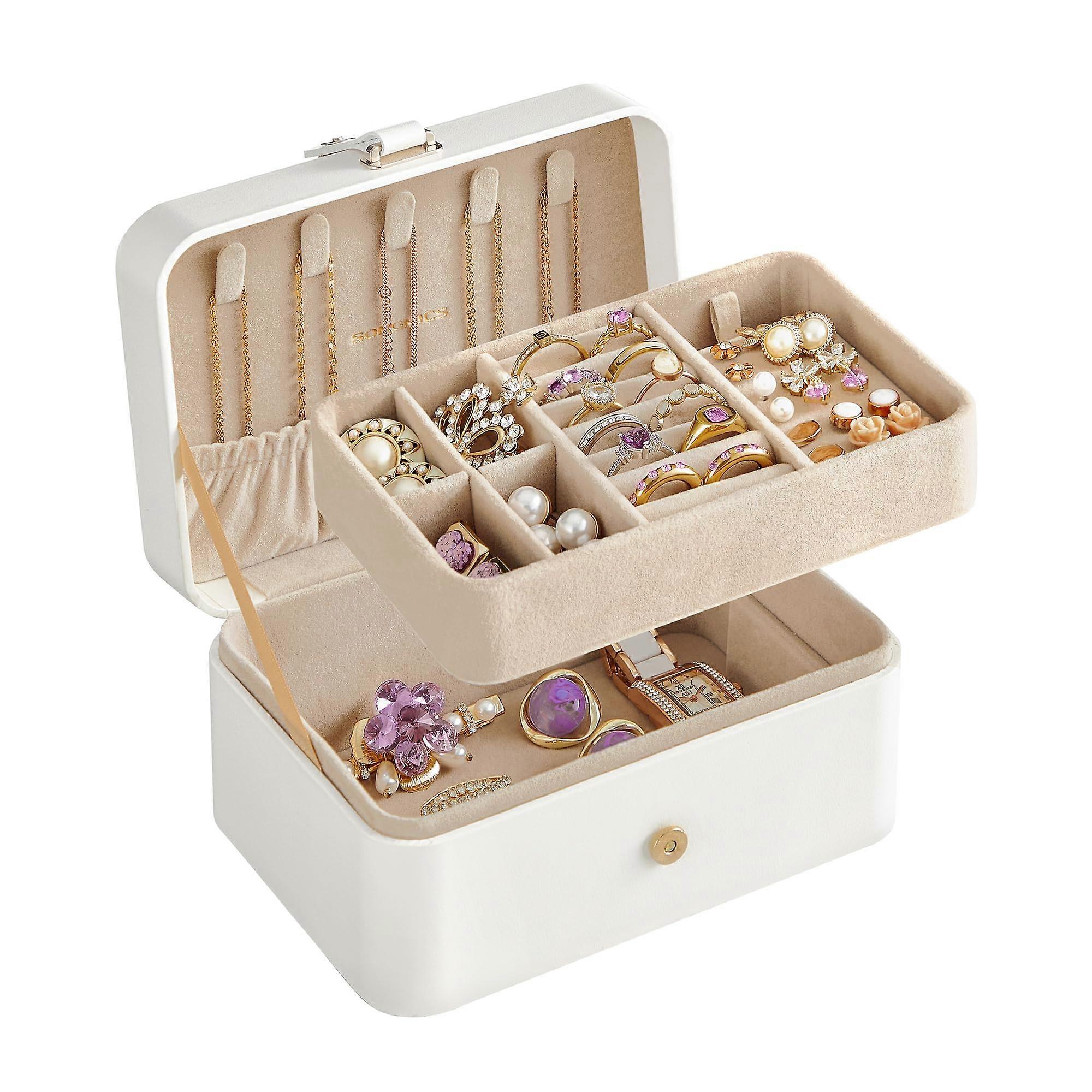 Jewelry Box, 2 Layer Jewelry Storage Box, Travel Jewelry Box, Portable Multi-Function Earring Storage Box