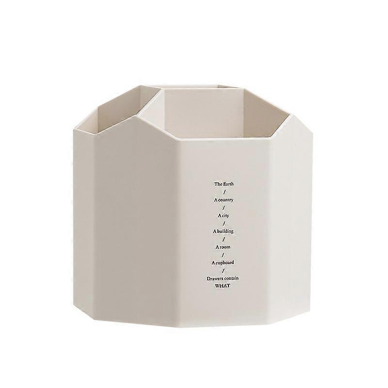 Large Capacity Desktop Storage Box Student Office Pen Bucket, Color: Non-rotating Beige