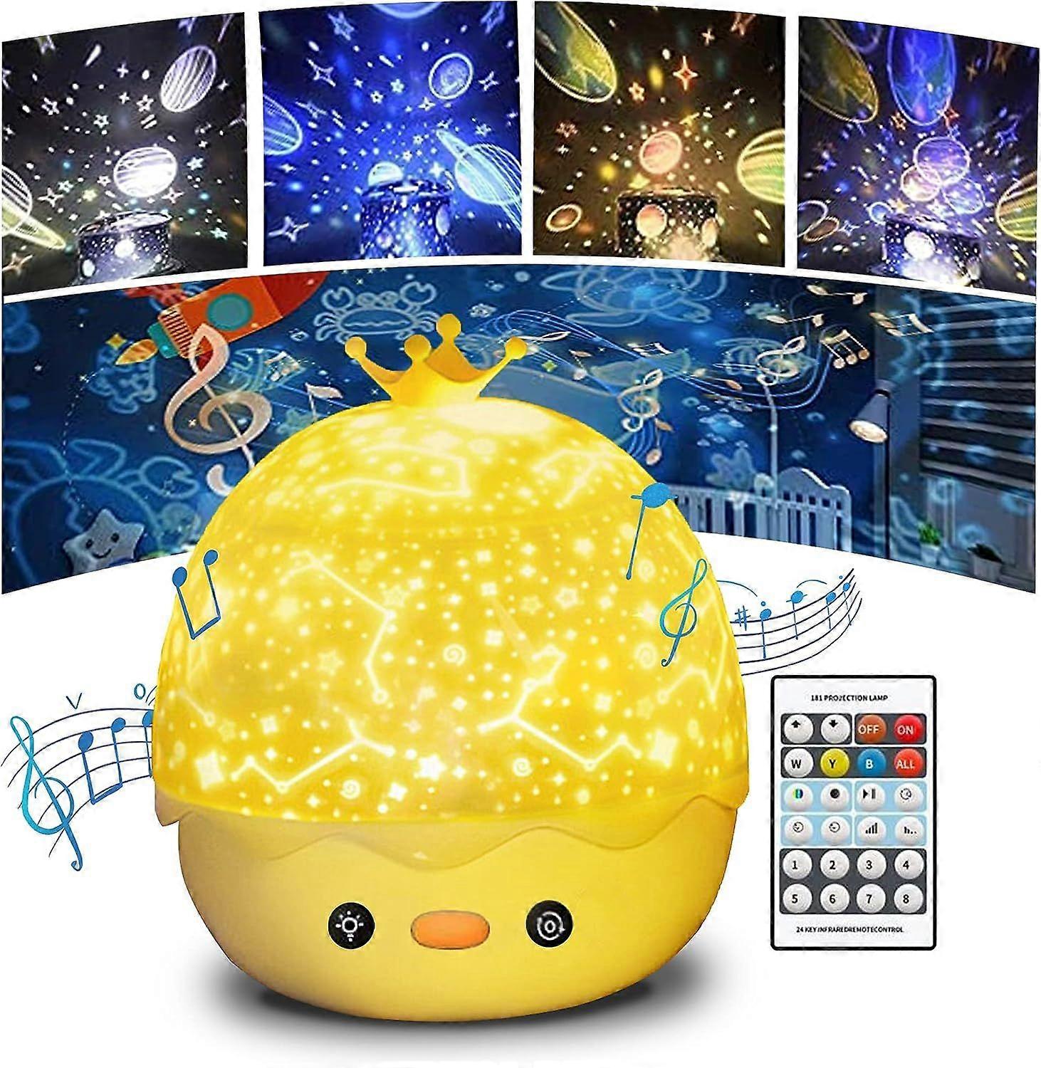 Baby Projector Night Light, 360 Rotation Equipped with 6 Kinds Projection Lamp Lights, 8 Kinds of Relaxing Music, Suitable for Kids, Birthday, Hallowe