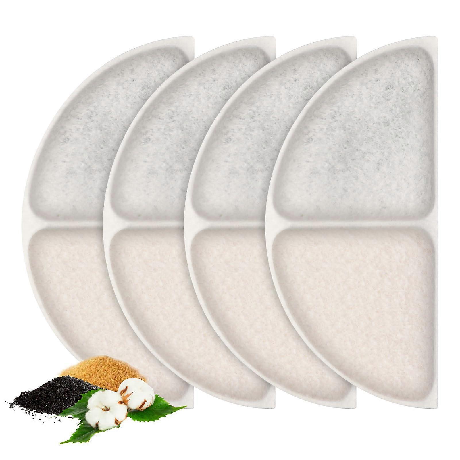 Cat Fountain Filter Replacement 4 Pack, Semi-Circular Triple Filtration System, CTCYD008RP, White Color