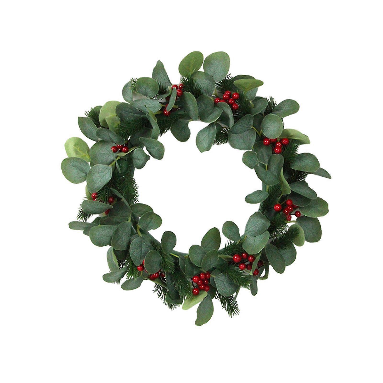 クリスマスリースクリスマス装飾ギフト人工緑リースドアハンギングリース