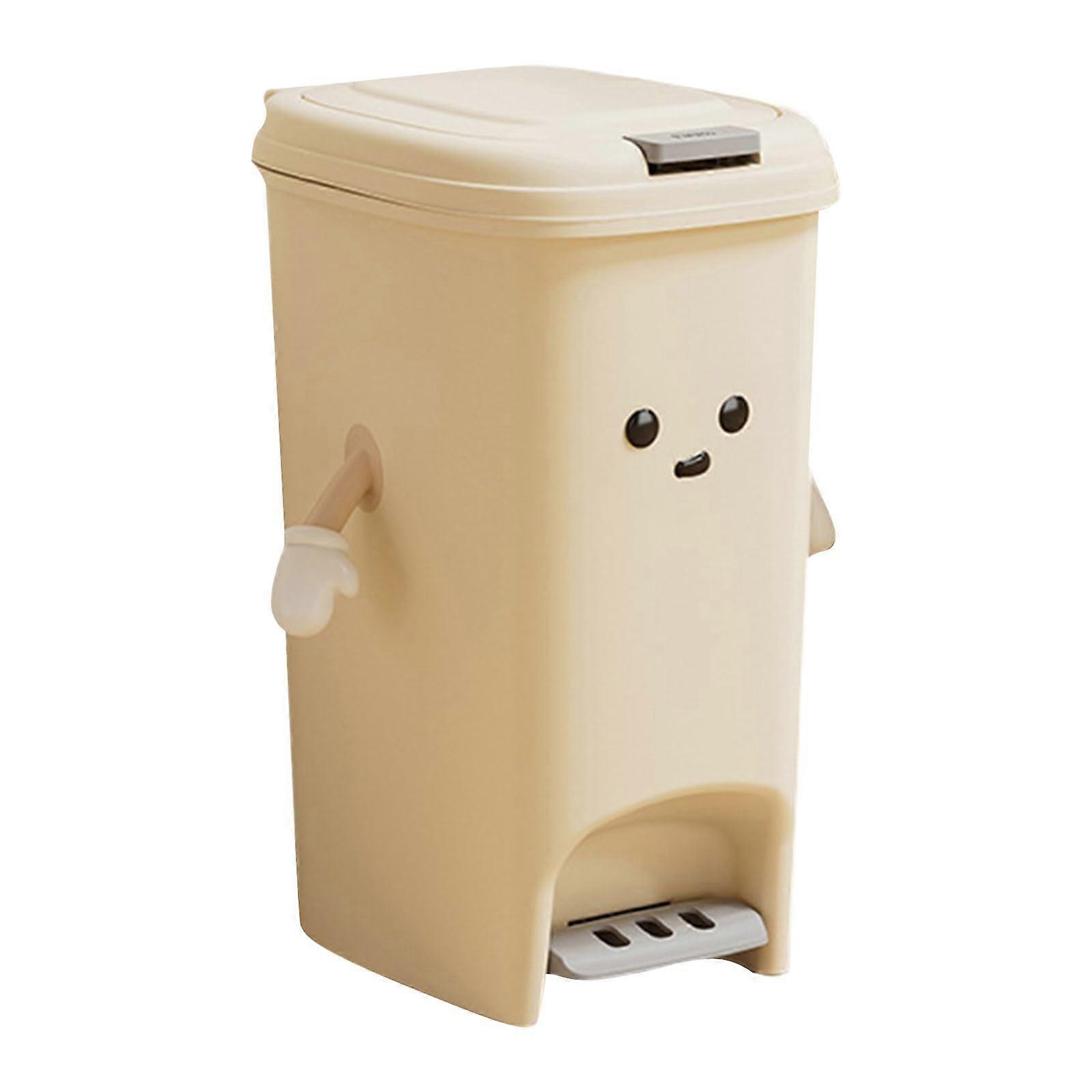 Foot Pedal Cream Trash Can Double Opening Way for Household Use Litter Box 8L 10L 15L