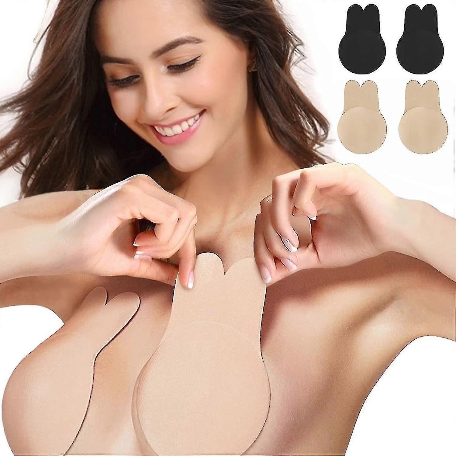 Invisible Bra, Reusable Adhesive Nipple Covers Invisible Silicone Breast Pasties-2 Pairs