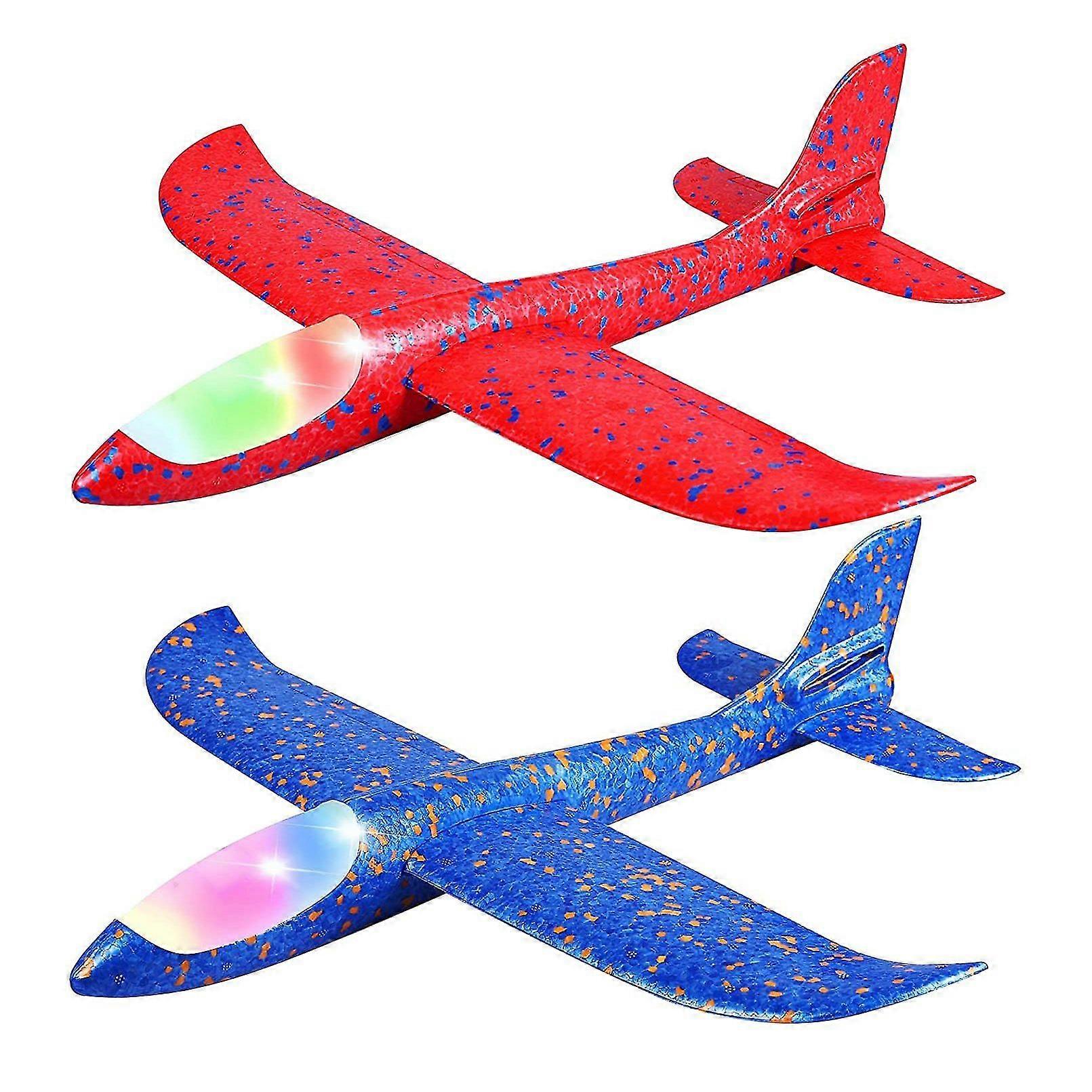 2Pack LED ضوء طائرة اللعب رمي رغوة الطائرة وامض مضيئة طائرة شراعية في الهواء الطلق الرياضة عيد ميلاد حزب تفضل