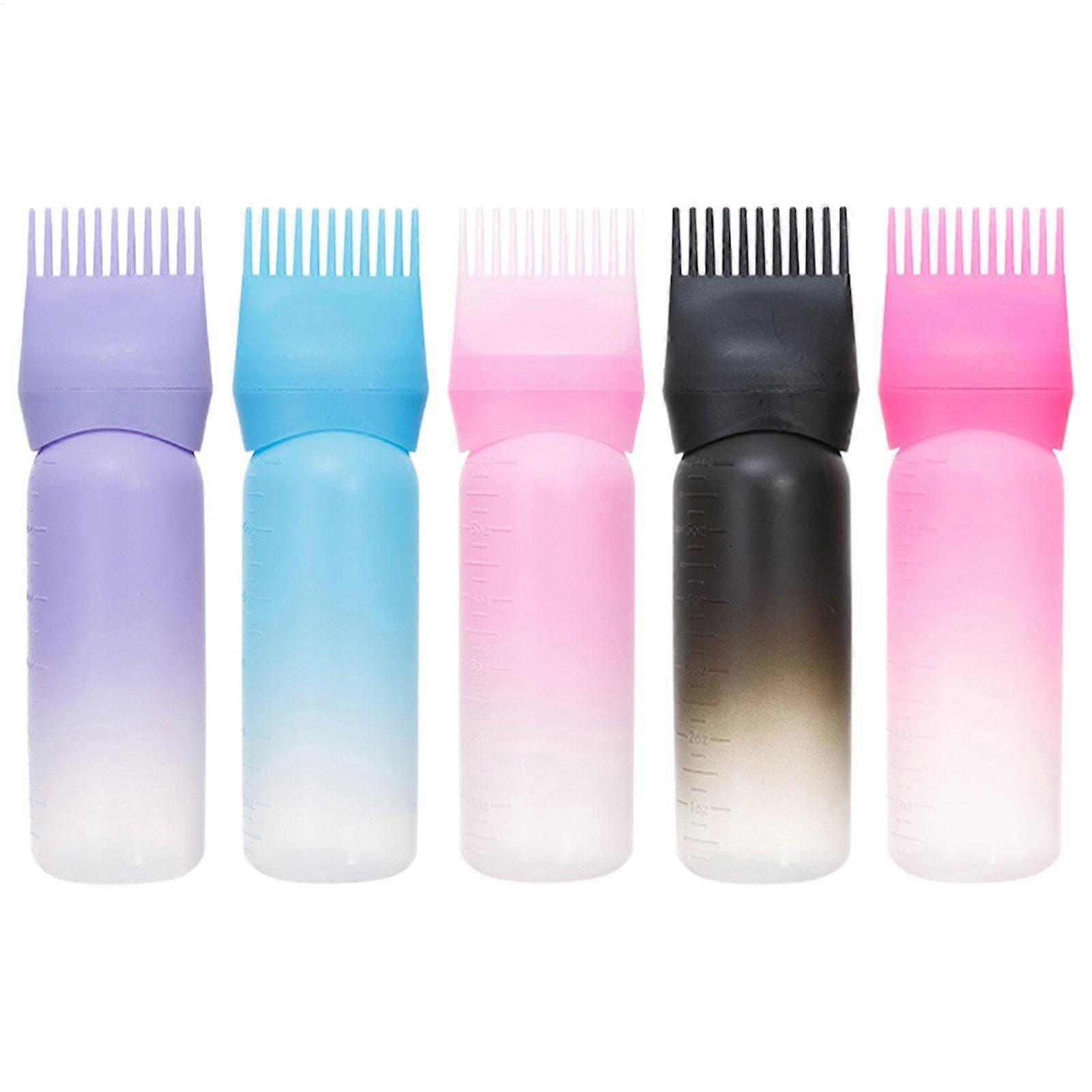 5 Pieces Hair Oil Applicator Bottle Set, Graduated Hair Dye Brush and Comb Applicator for Precise Scalp Coloring