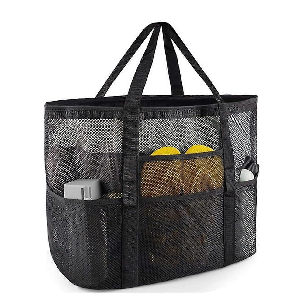 Mesh Beach Bag with Zipper Pocket, Sandproof Tote for Pool, Travel, Picnic Essentials Family Storage