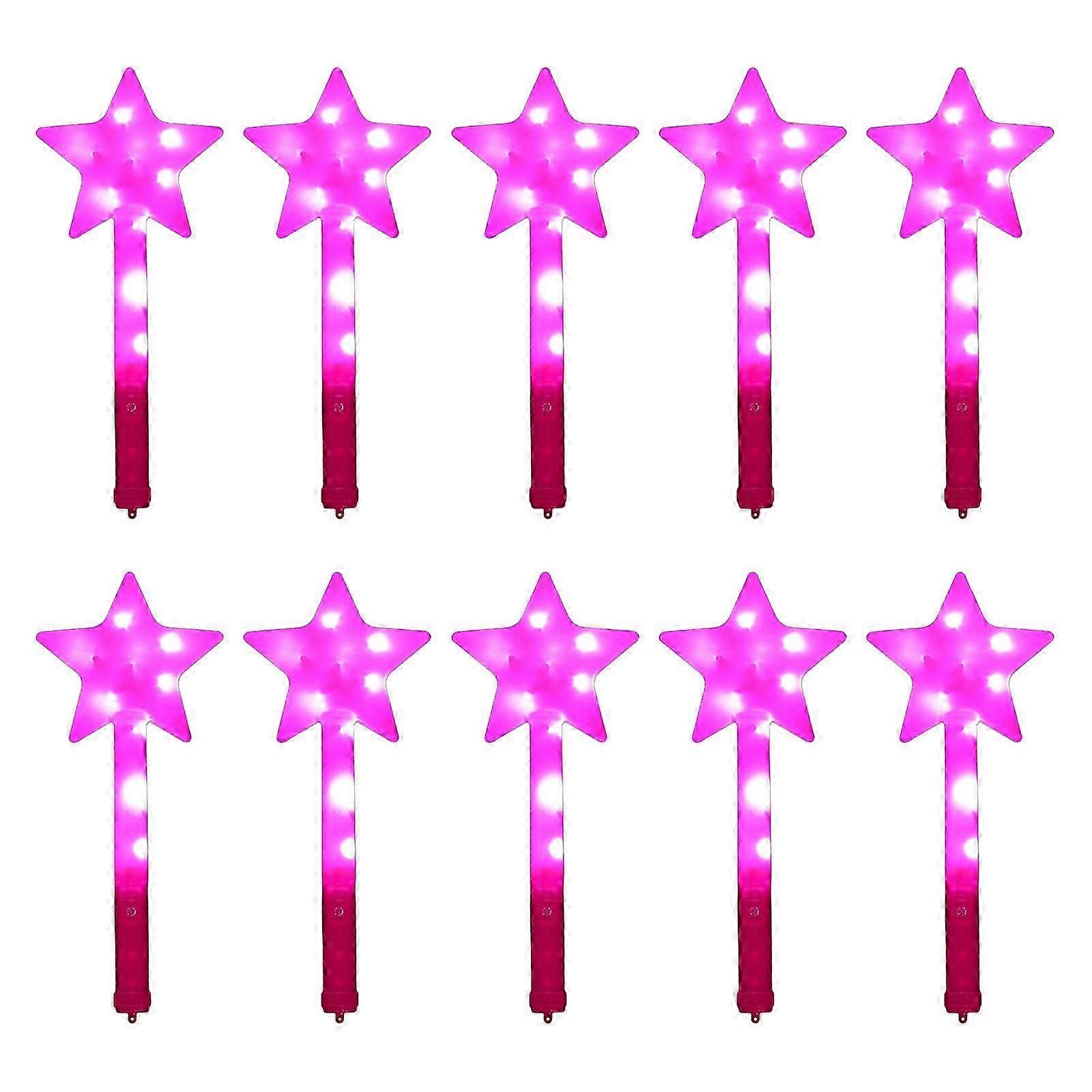 Light Up Magic Wands Glowing Sticks LED Flashing Stick Set of 10 Colorful Star Fairy Wand Children Birthday Party Supply Pink